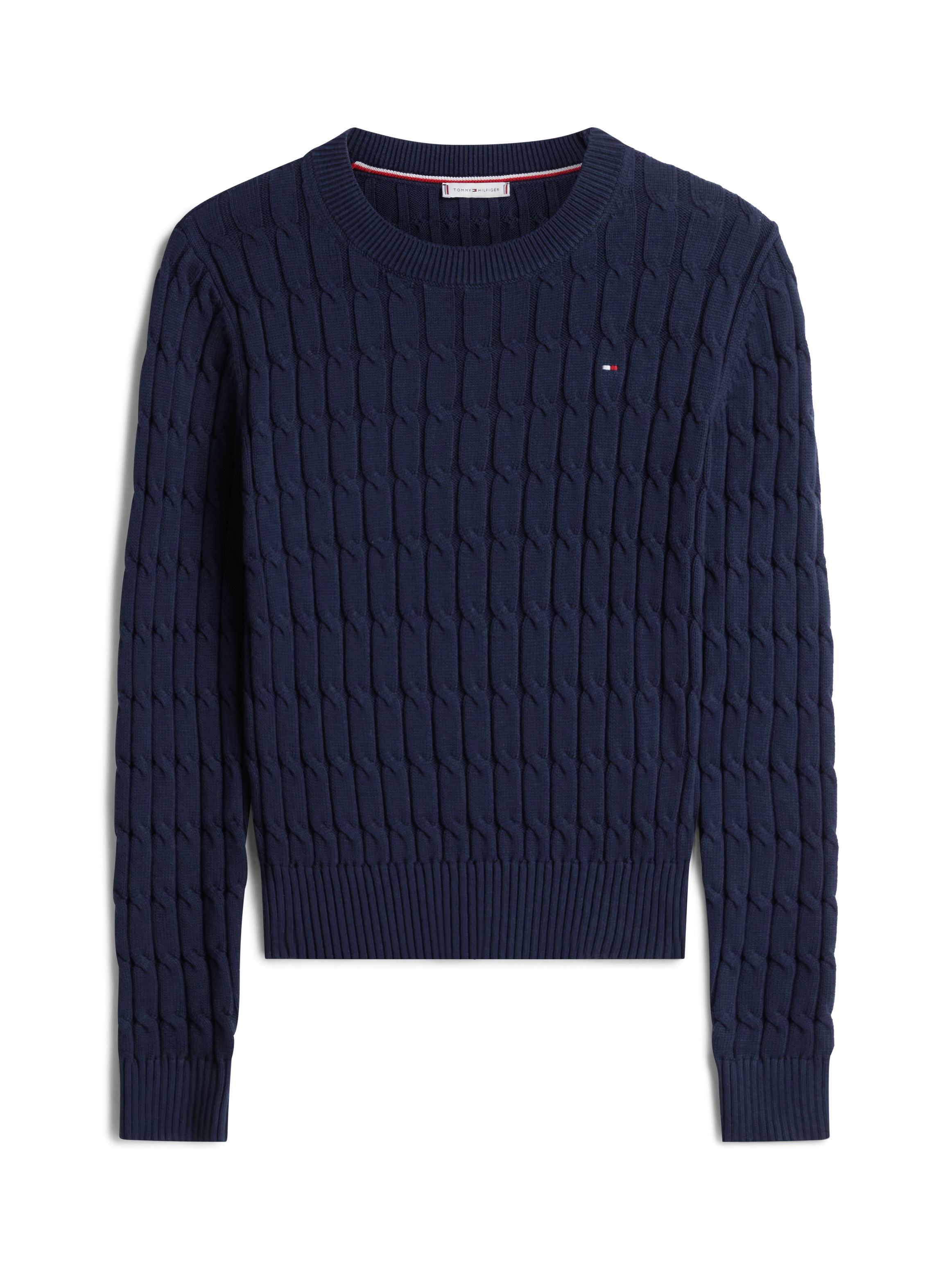 Tommy Hilfiger Rundhalspullover »CO CABLE MID GG C-NK LS SWT« mit Zopfmuster