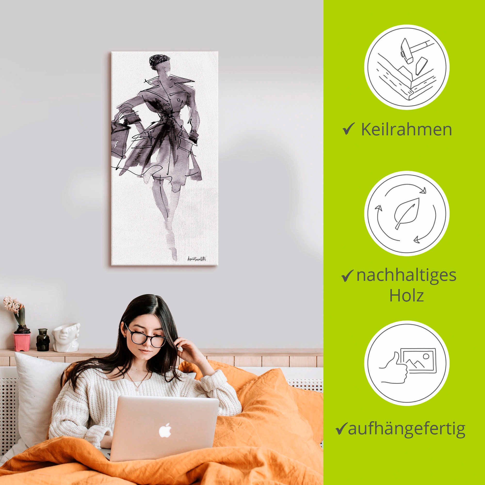 Artland Wandbild »Mode Skizzenbuch VII«, Mode, (1 St.), als Leinwandbild, Poster, Wandaufkleber in verschied. Größen