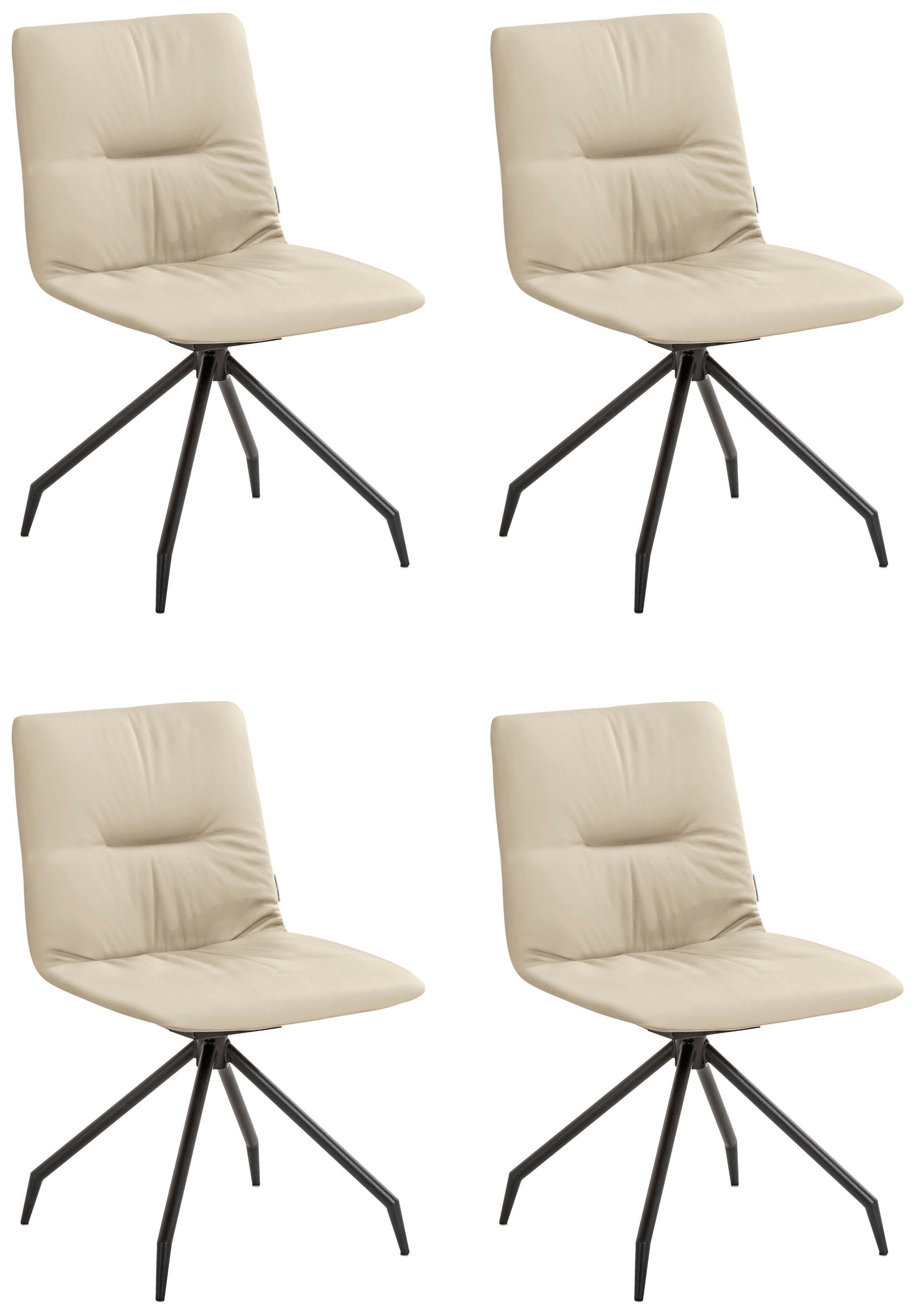 W.SCHILLIG Polsterstuhl »lotta«, (Set), 4 St., Longlife Xtra-Leder Z73, 2er- oder 4er-Set, mit Rückensteppung, Kreuzfuß in Schwarz pulverbeschichtet, optional mit Drehfunktion & Rückholfeder