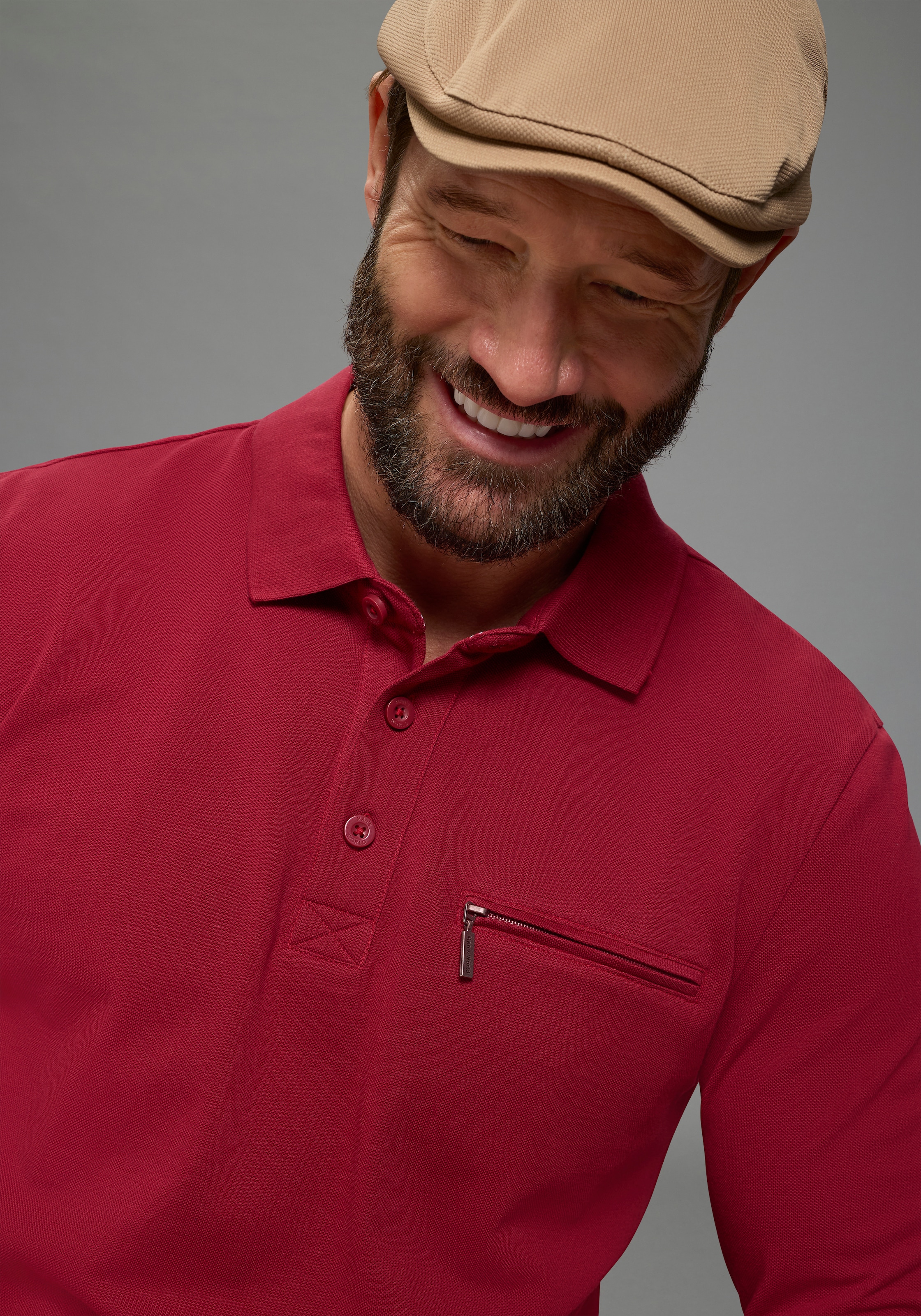 Man's World Langarm-Poloshirt »Neue Kollektion!« schmale Passform, Langarm, mit Reißverschlusstasche