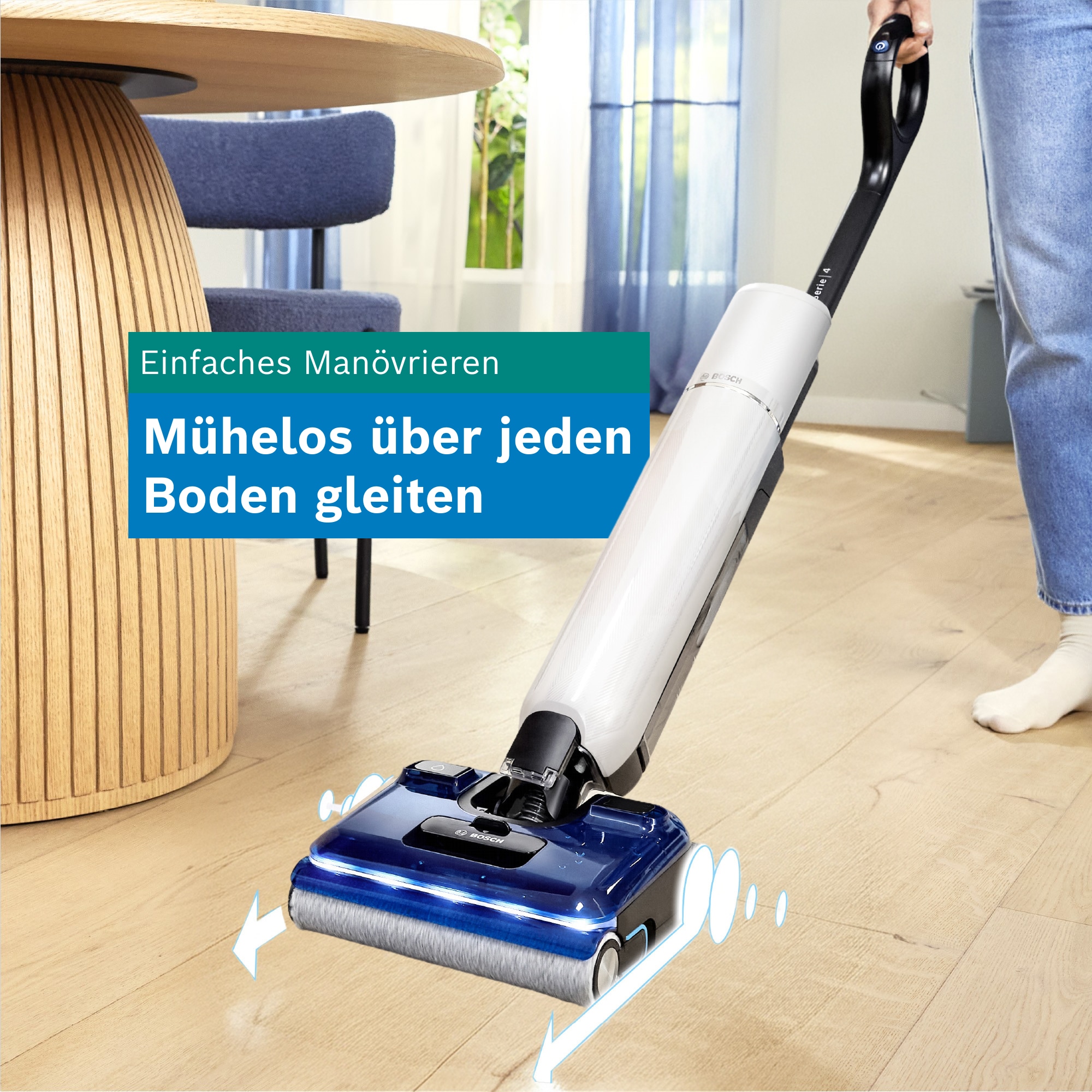 BOSCH Nass-Trocken-Sauger »OneFlow Serie 4 BHF41WS, Selbstreinigung, 24.000 PA Saugkraft« Anti-Haarverwicklung, LED-Licht, Schnelltrocknung, 40 min Akku / 150m²