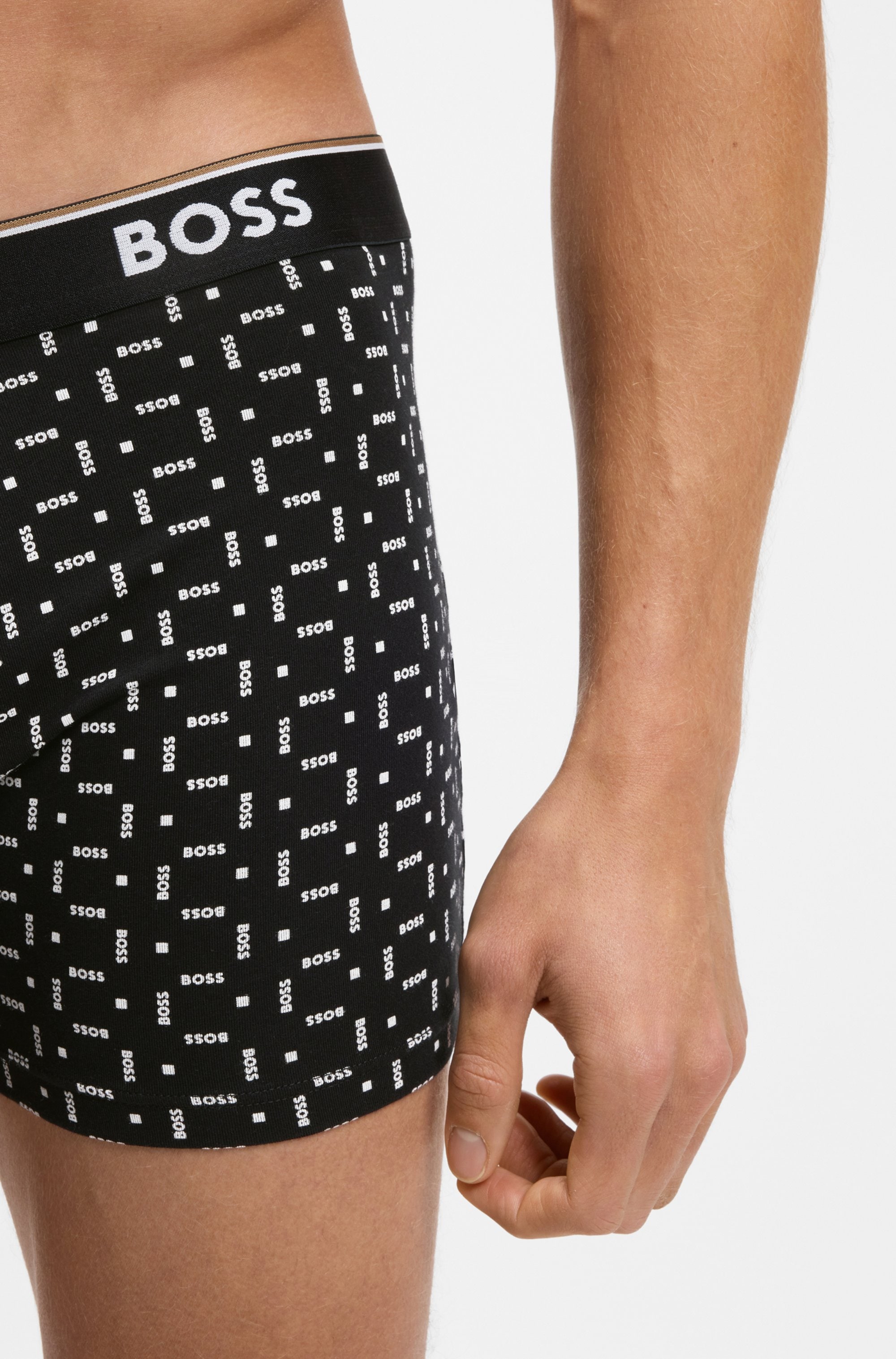 BOSS Boxershorts Packung, 3 Stk. längeres Bein, anliegend, aus Stretch-Baumwolle
