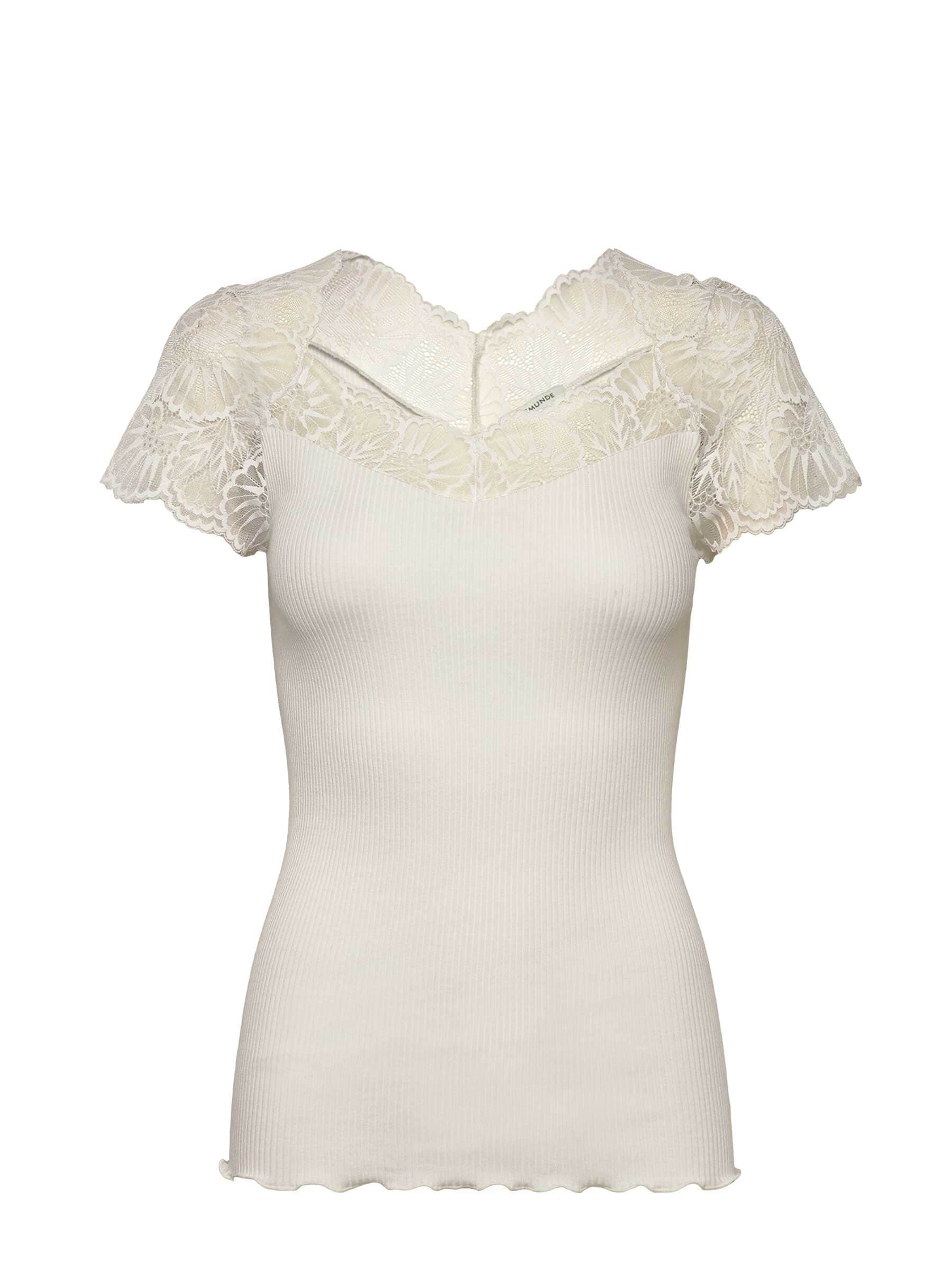 rosemunde Spitzenshirt »Beatha Lace Capsleeve T-Shirt mit Seide« wunderschöne elastisch weiche Vintage-Spitze an Ausschnitt und Ärmeln