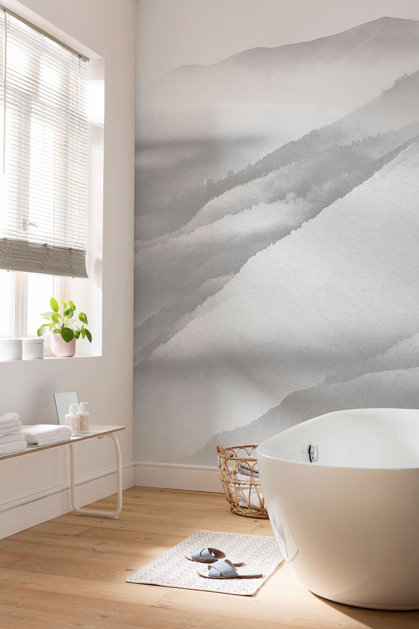 Komar Vliestapete »Digitaldruck Vlies - White Noise Mountain - Größe 200 x 280 cm«, bedruckt, Wohnzimmer, Schlafzimmer