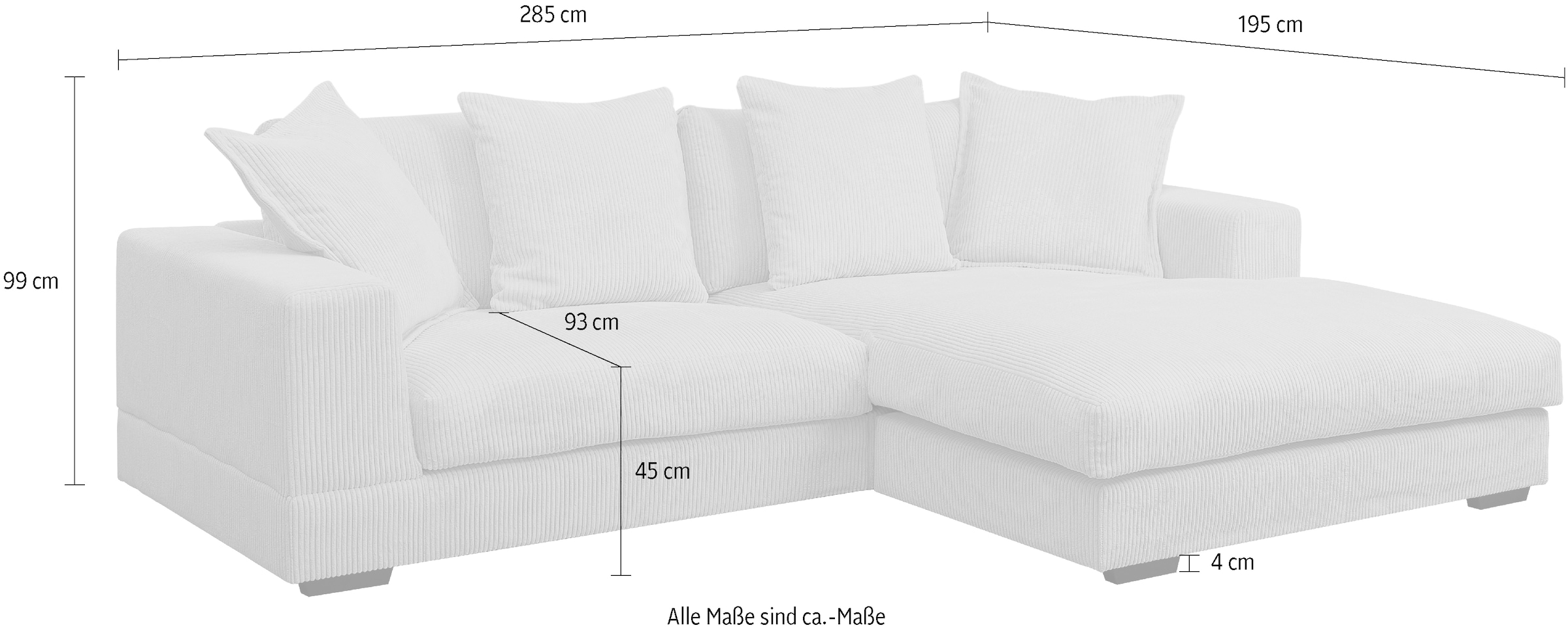 WERK2 Ecksofa »Eldorado, Megasofa, Polsterecke mit viel Platz, Breite 285cm, L-Form«, Design Ecksofa, besonders weicher Sitzkomfort, extra breite Recamiere