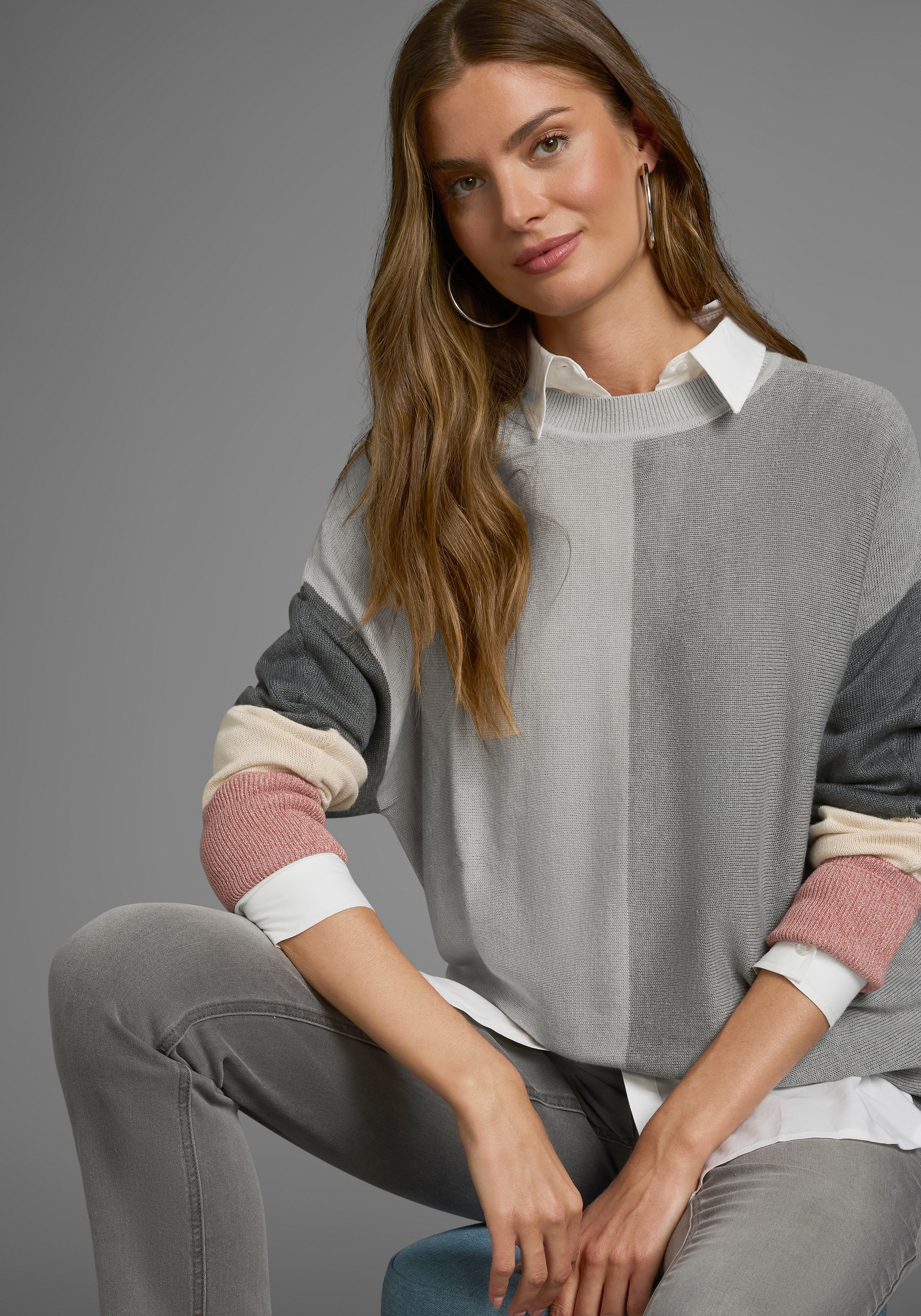 Boysen's Rundhalspullover, mit modischem Pastel-Colorblocking NEUE FARBE