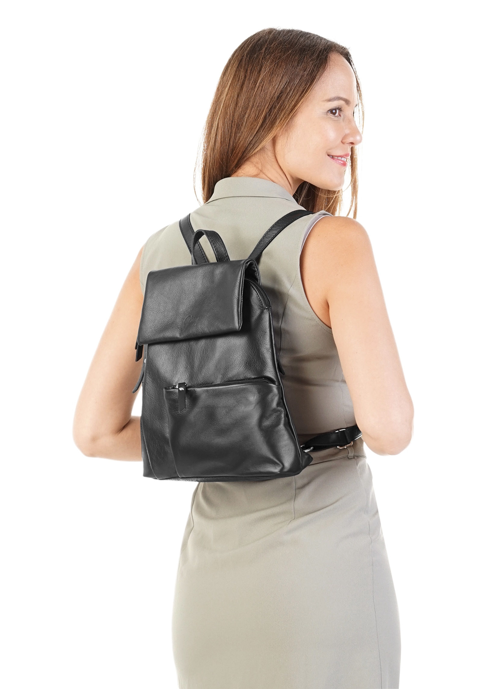 Cluty Cityrucksack echt Leder, Made in Italy