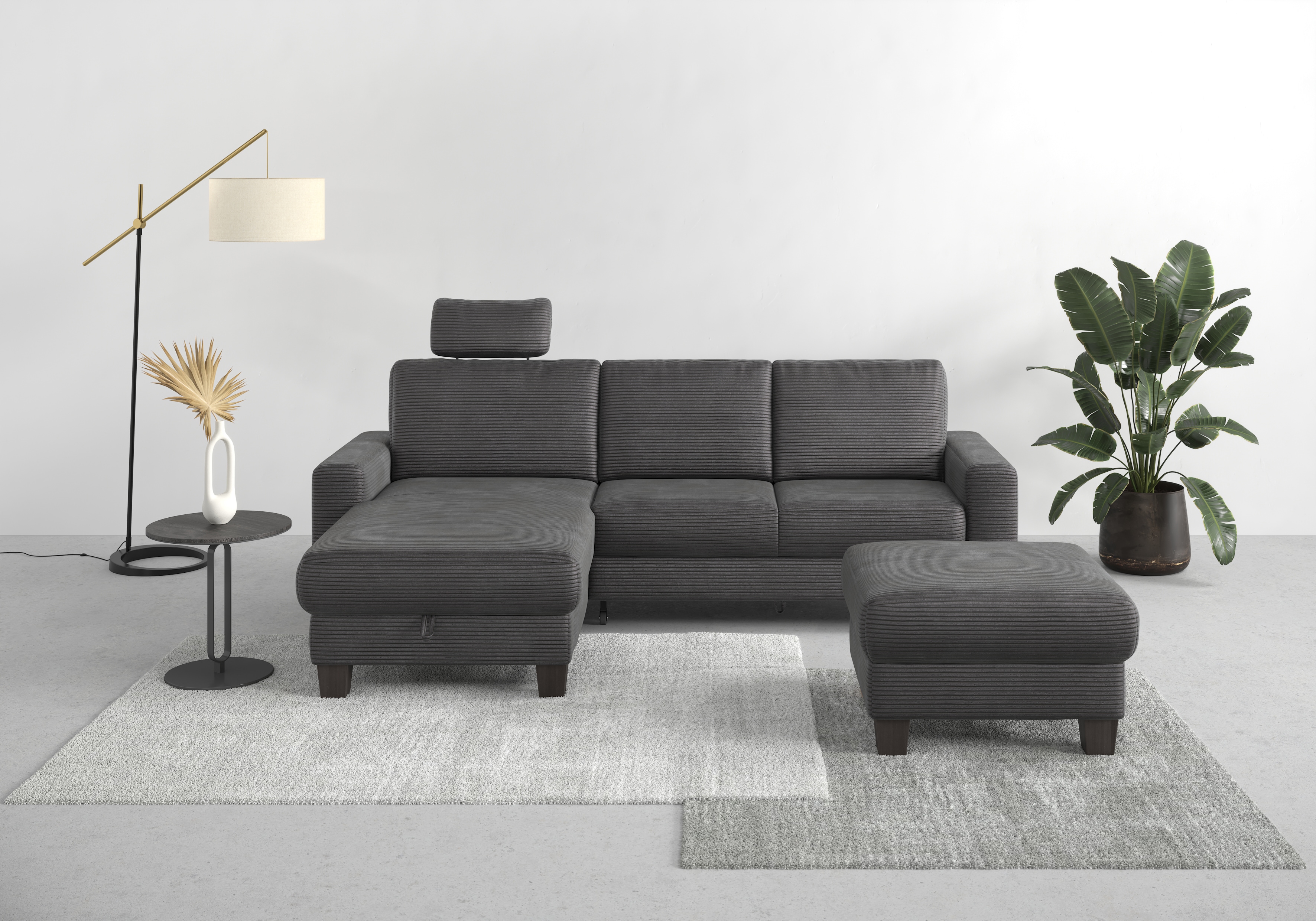 Home affaire Ecksofa "Summer L-Form" mit Recamiere, mit oder ohne Schlaffunktion & Bettkasten, Cord-Bezug