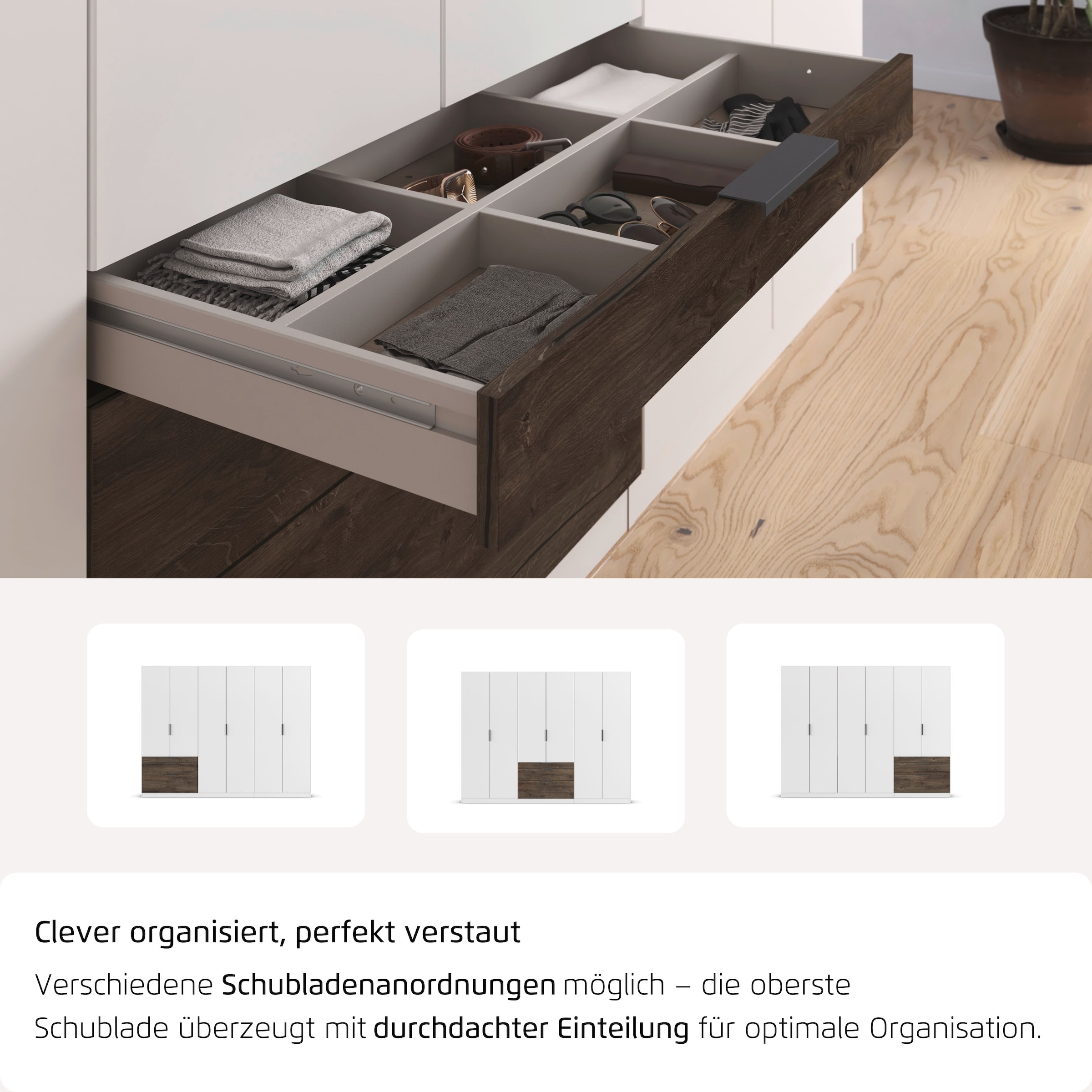 rauch Schubkasteneinsatz »Zubehör für Schränke der Serie IMPERIAL«, Breite 88 cm, Tiefe 46 cm mit 3 Schubladen