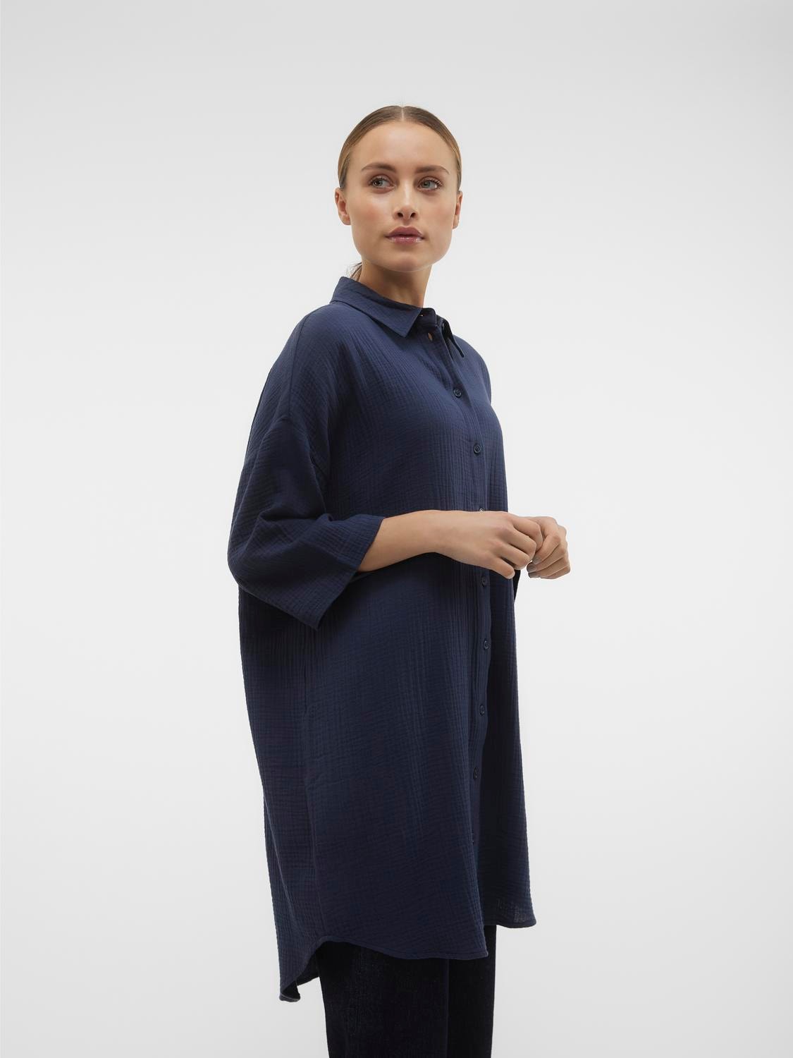 Vero Moda Hemdblusenkleid »VMNATALI 3/4 LONG OVERSHIRT NOOS«, mit 3/4 Ärmel