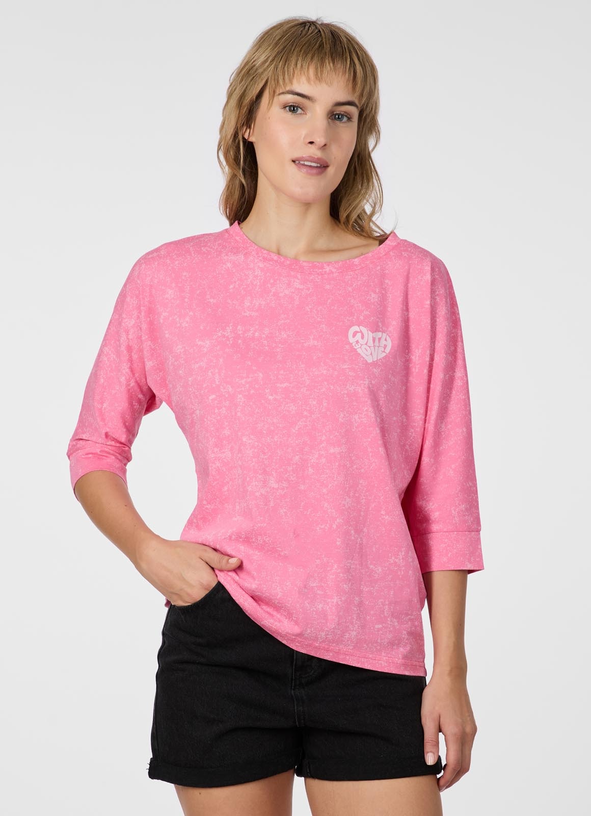 Ragwear 3/4-Arm-Shirt »SHIMONA PRINT« Bequemer Fit mit Herz-Print und ausgewaschener Optik