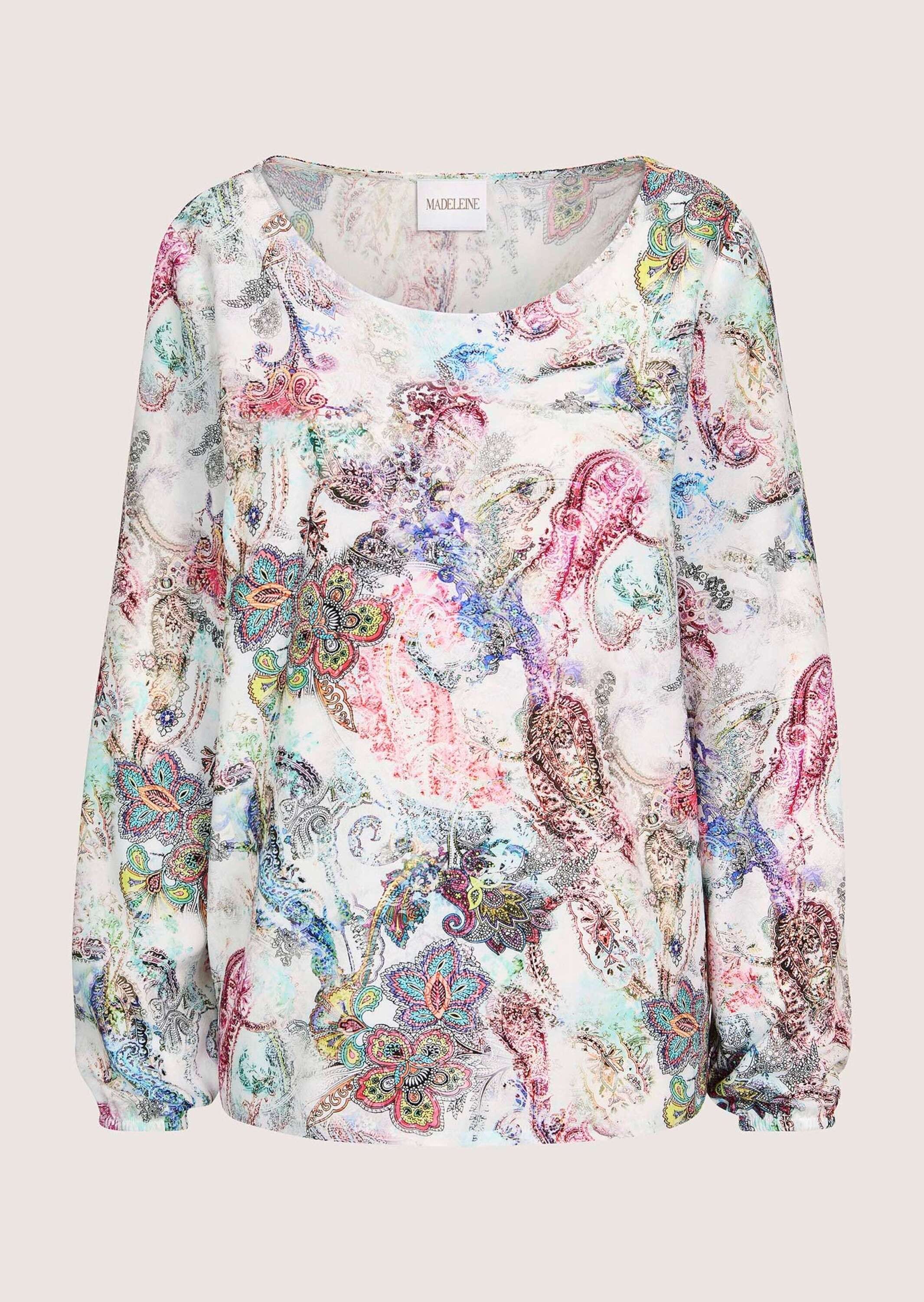 MADELEINE Langarmbluse »Bluse Viskose-Bluse mit Langarm, Print«