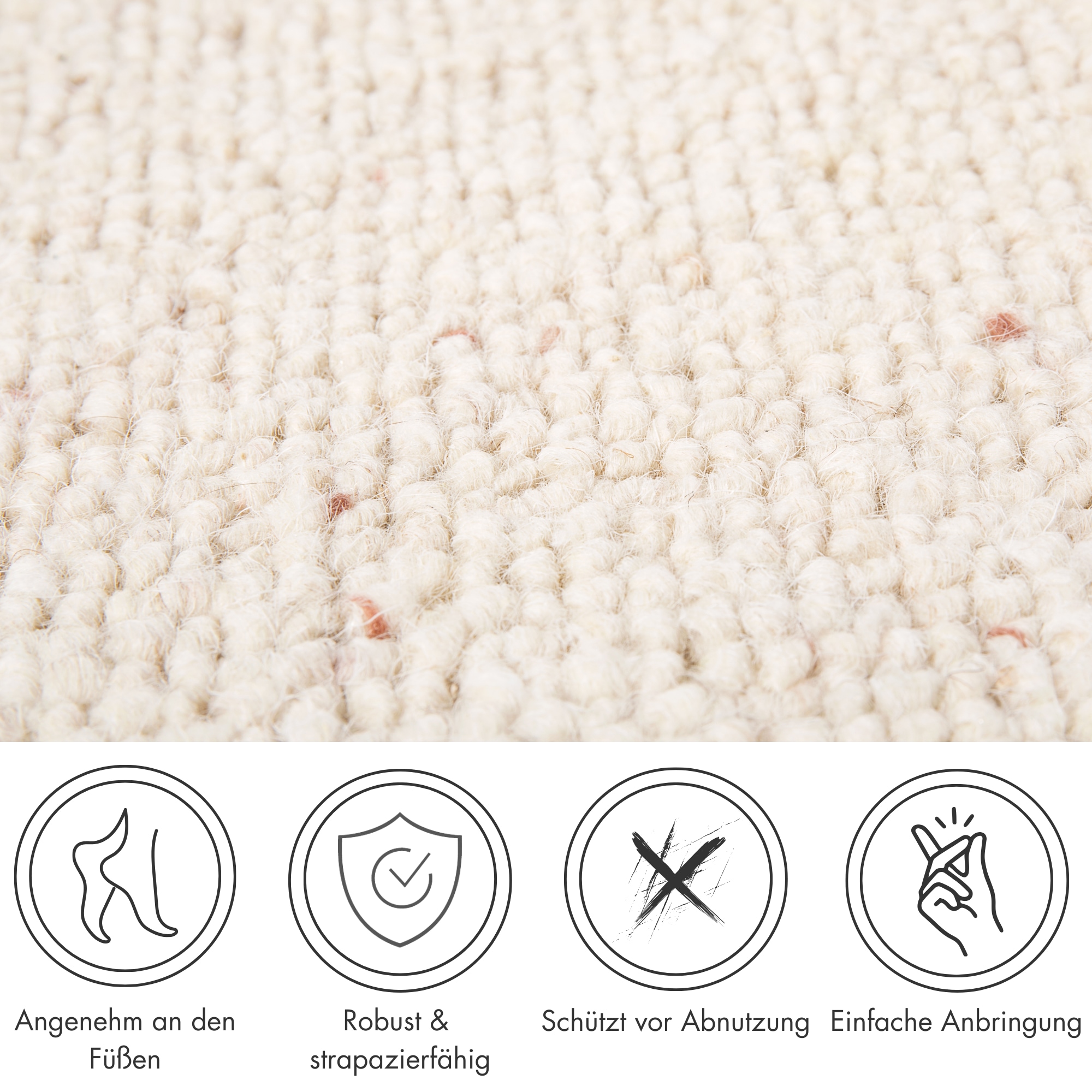 Andiamo Stufenmatte »Sheffield, Made in Poland« halbrund 5 mm Höhe melierte Berber-Optik, selbstklebend, Set mit 2 Stück oder 15 Stück