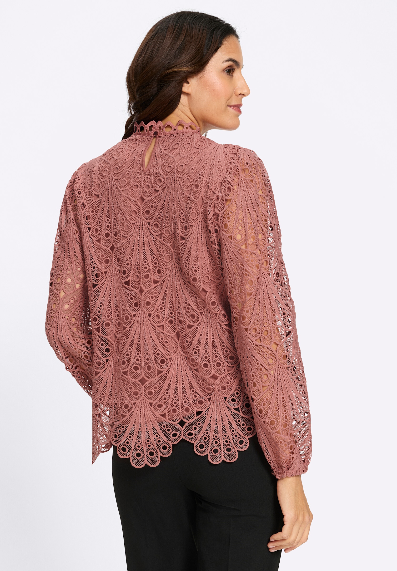 Witt Klassische Bluse »Spitzen-Bluse Spitzenbluse mit Schlingenverschluss hinten«