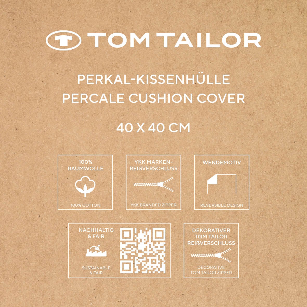 TOM TAILOR HOME Kissenhülle »new bedroom, STRIPES WITH A KICK, 40x40cm oder 40x80cm«, (1 St.), mit Wendemotiv, farbiger Paspel und Markenreißverschluss