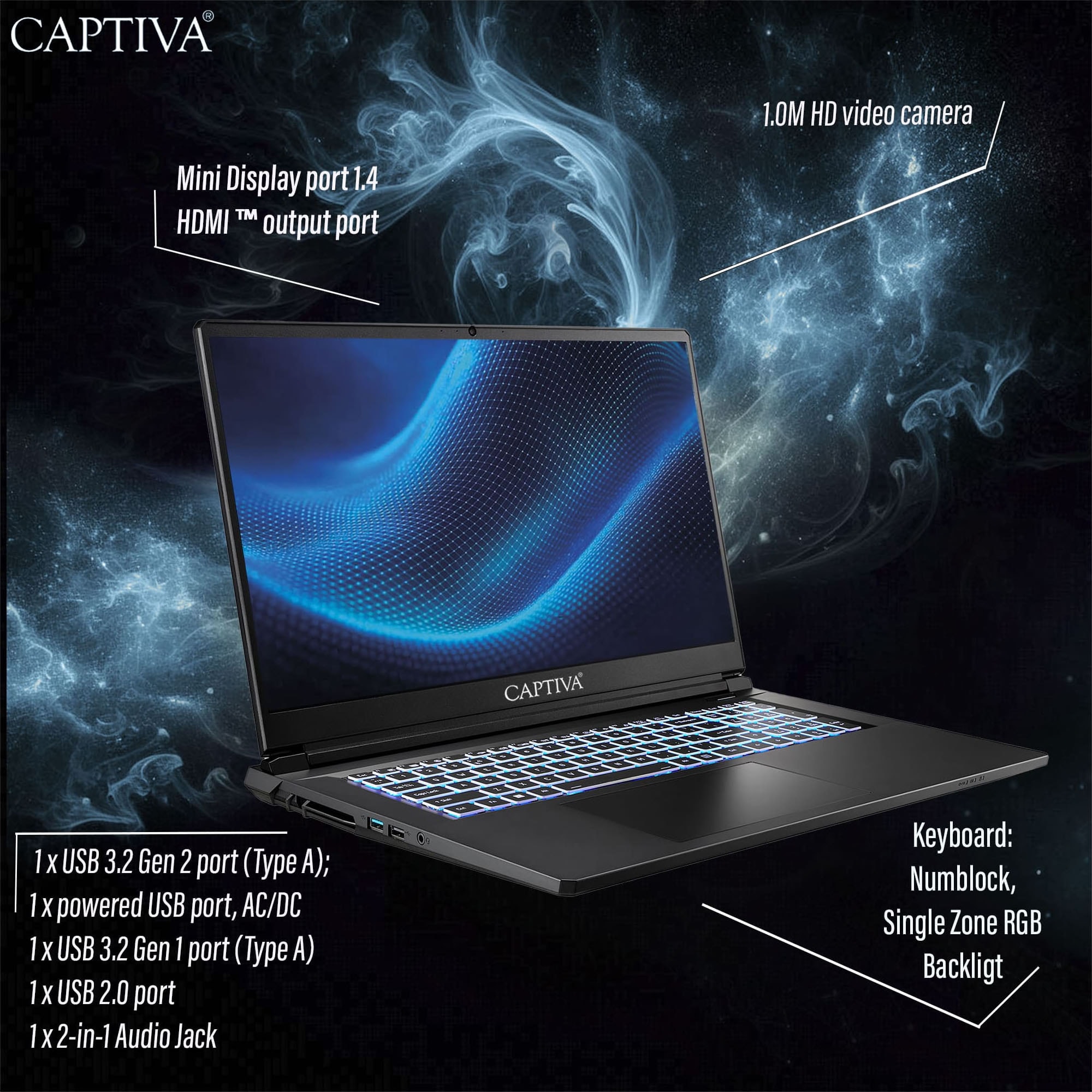 CAPTIVA Gaming-Notebook »Entry Gaming I10-1129GE« 43,9 cm / 17,3 ″ Intel Core i7 GeForce RTX 5060 2.000 GB SSD