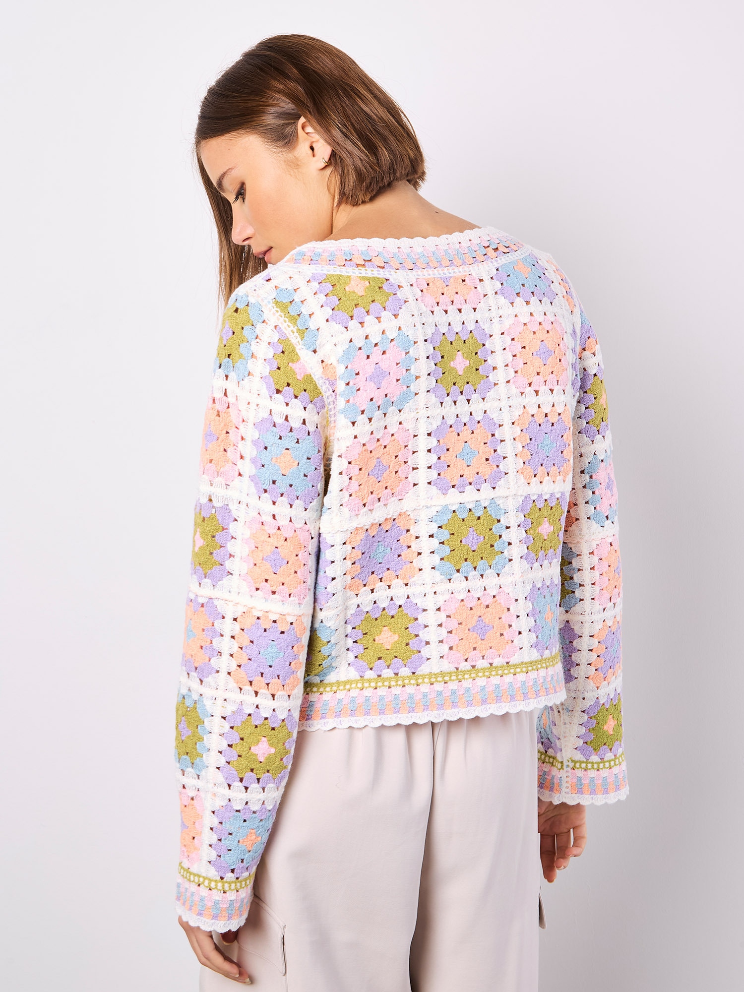 Apricot Strickpullover »Pullover« mit Häkelquadraten