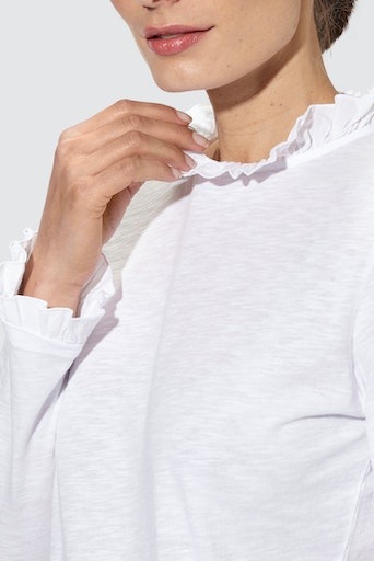 RICHROYAL Langarmshirt »2409 O Slub F LS«, mit Rüschenkante an Ausschnitt und Ärmelsaum