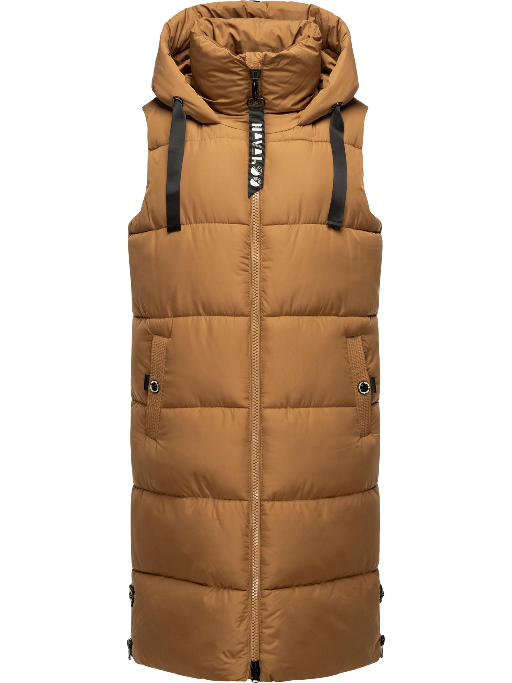 Navahoo Steppweste »Steppweste Schnuffelchen«, (1 tlg.), warme Damen Outdoor-Weste lang mit Kapuze