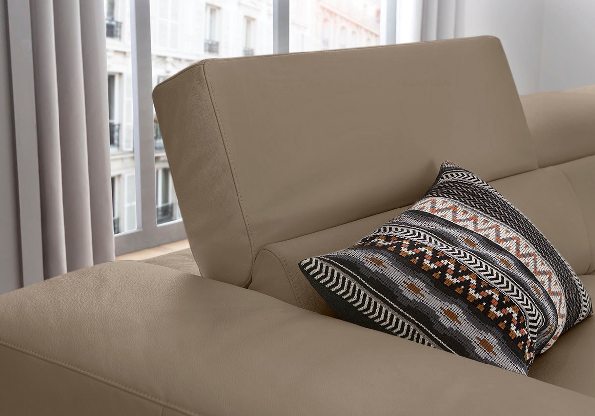 W.SCHILLIG Ecksofa »piedroo, Designsofa mit tollem Sitzkomfort, bequem und elegant, L-Form«, Kopfteilverstellung, wahlweise mit Sitztiefenverstellung, Breite 303cm