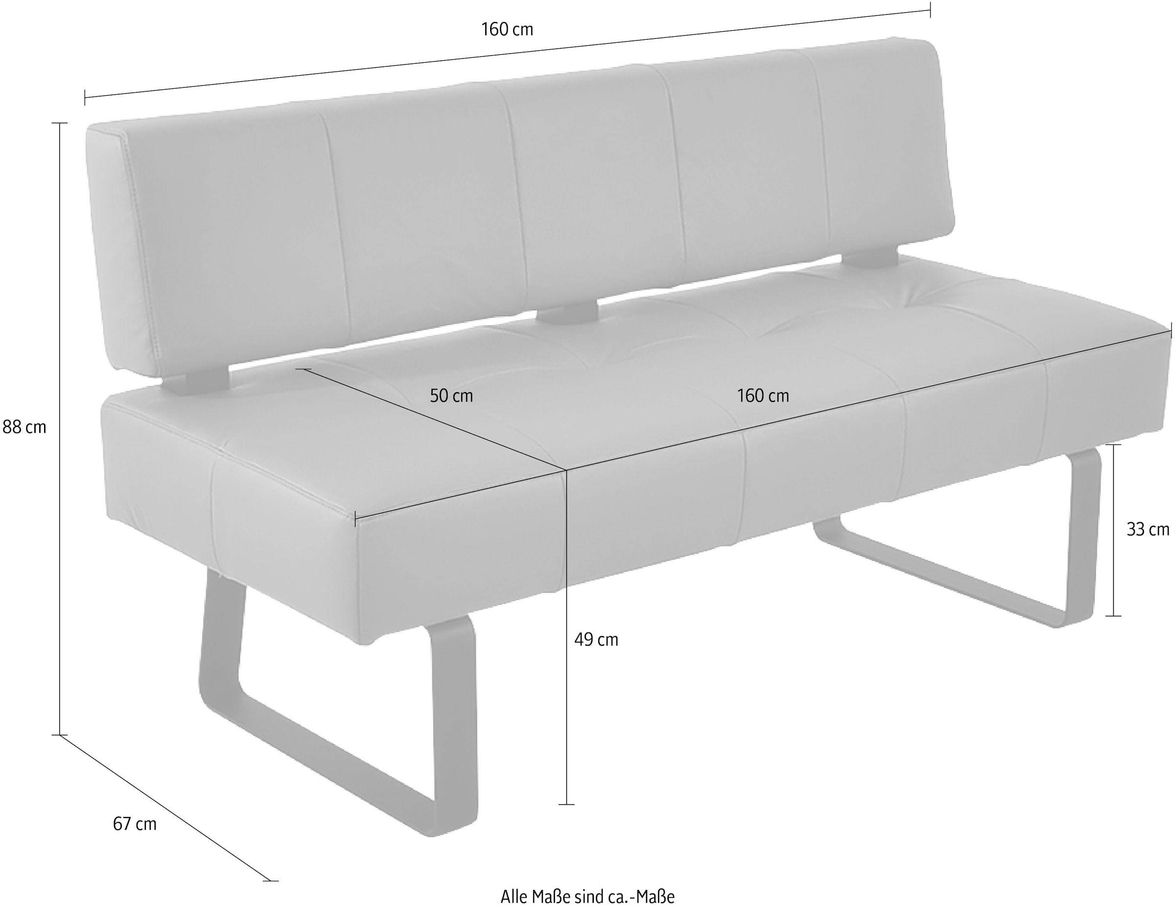 K+W Komfort & Wohnen Polsterbank »Spider II« Sitzsteppung, bequem durch Sandwichbauweise, Metallkufe in schwarz