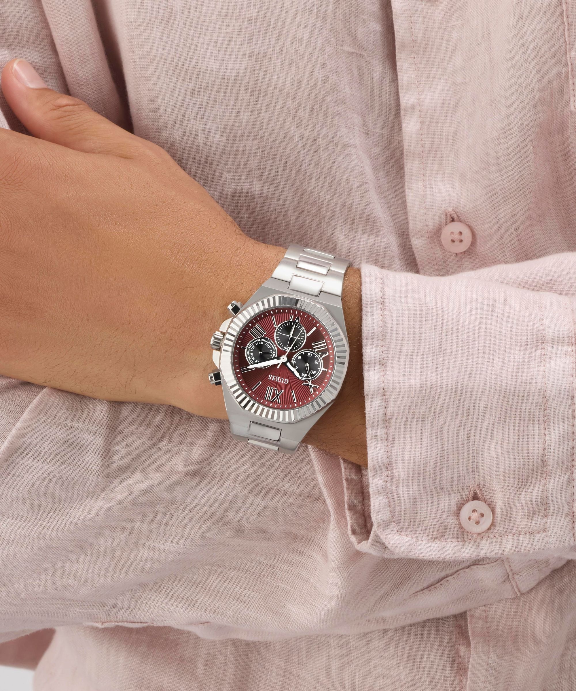 Guess Multifunktionsuhr »GUESS-EQUITY« Armbanduhr, Herrenuhr, Edelstahlarmband, analog, Wochentag, Tag