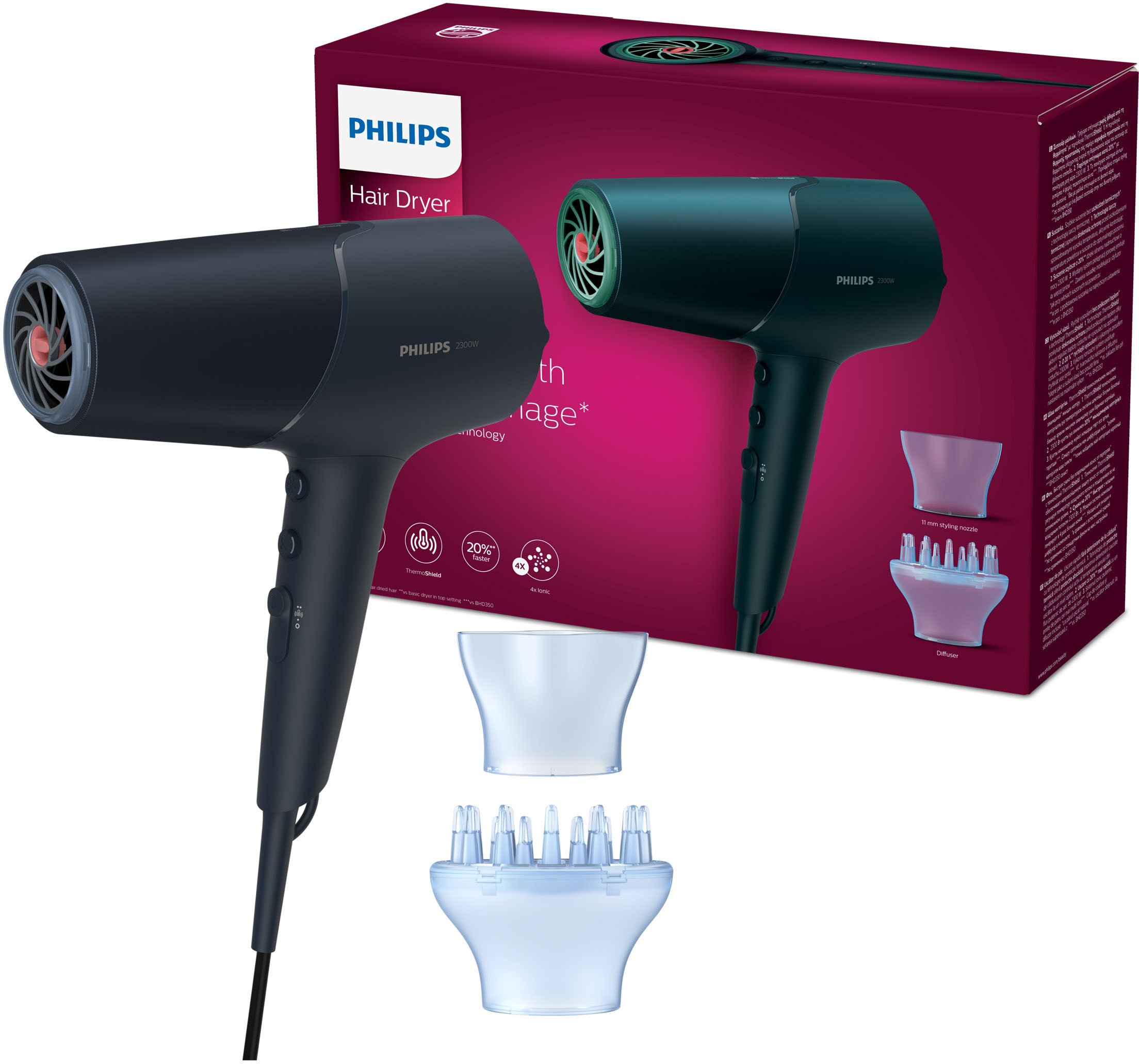 Haartrockner »Series 5000 BHD512/00«, 2300 W, 2 Aufsätze, mit ThermoShield...