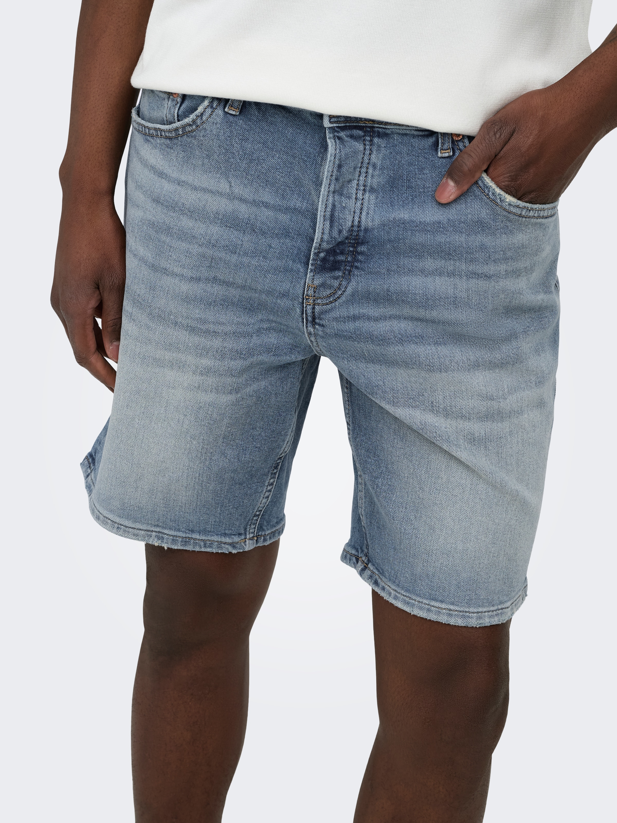 ONLY & SONS Jeansshorts »ONSEDGE PER LBT 6966 DOT DNM SHORTS NOOS« Baumwollmischung, straight fit