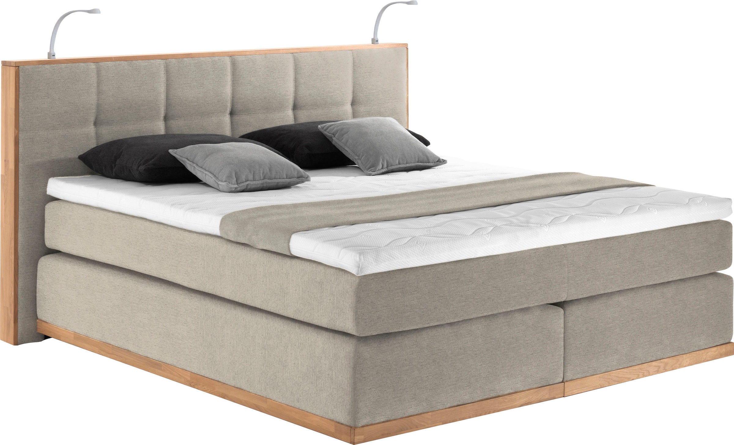 Home affaire Boxspringbett »Vinton« aus Eiche, mit LED-Beleuchtung, verschiedene Härtegrade (auch H4)