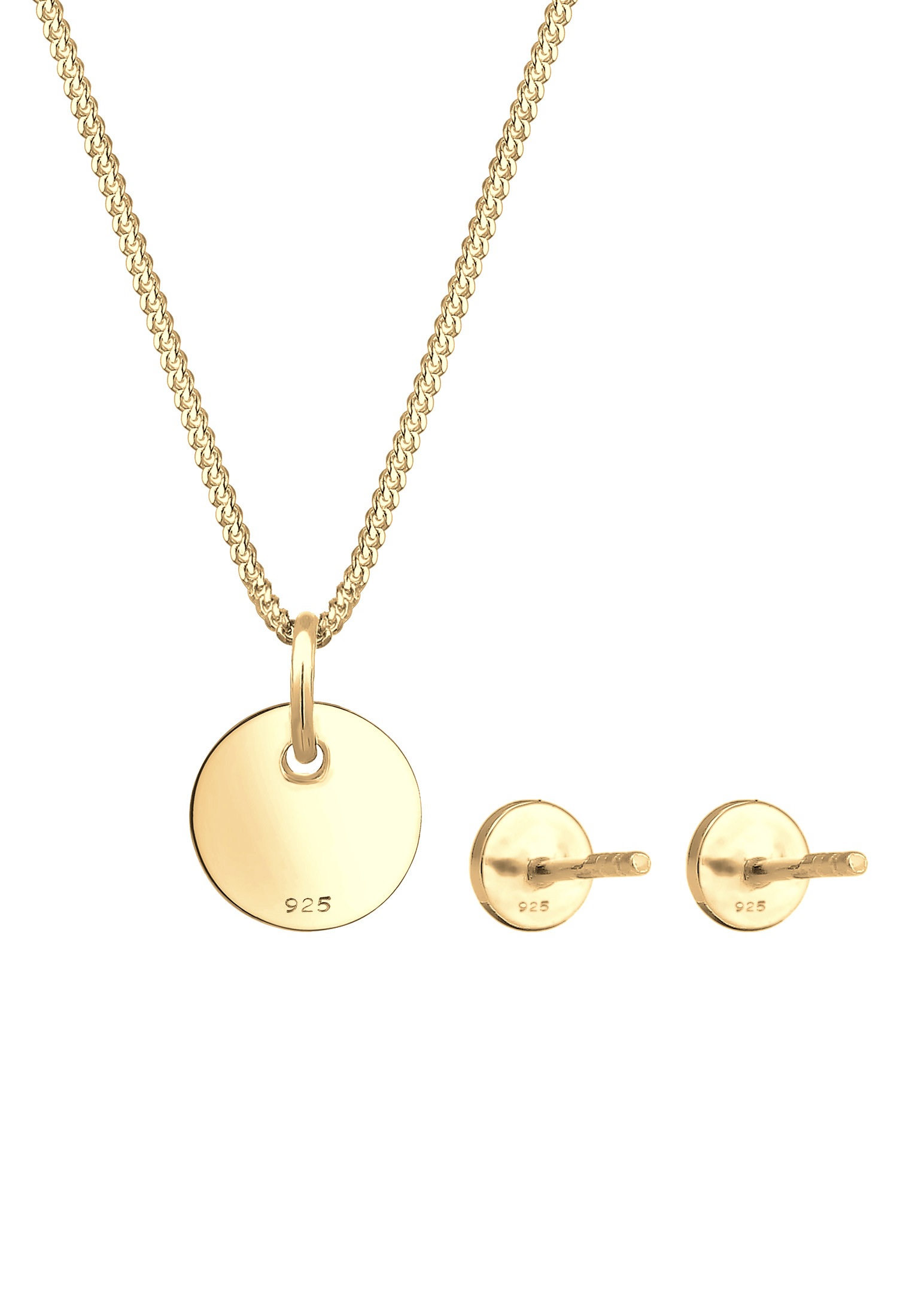 Elli Ohrring und Ketten Set »Schmuckset Halskette Ohrstecker Plättchen 925 Sterling Silber«