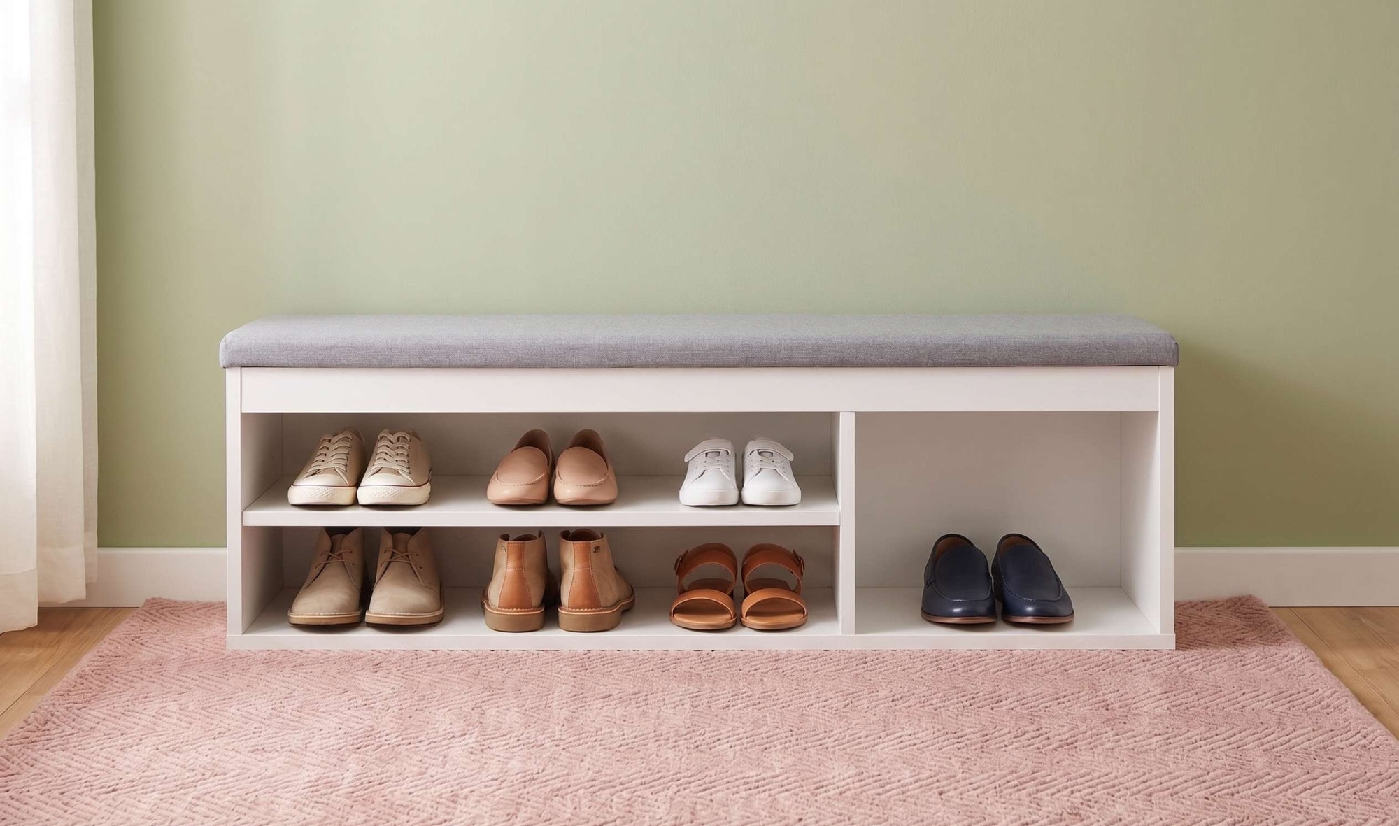 OTTO home Schuhbank »Schuchschrank 100,  Schuhregal, Schuhtruhe, Schuhkommode, Sitzbank« Inkl. bequemem Sitzkissen mit Stauraum darunter