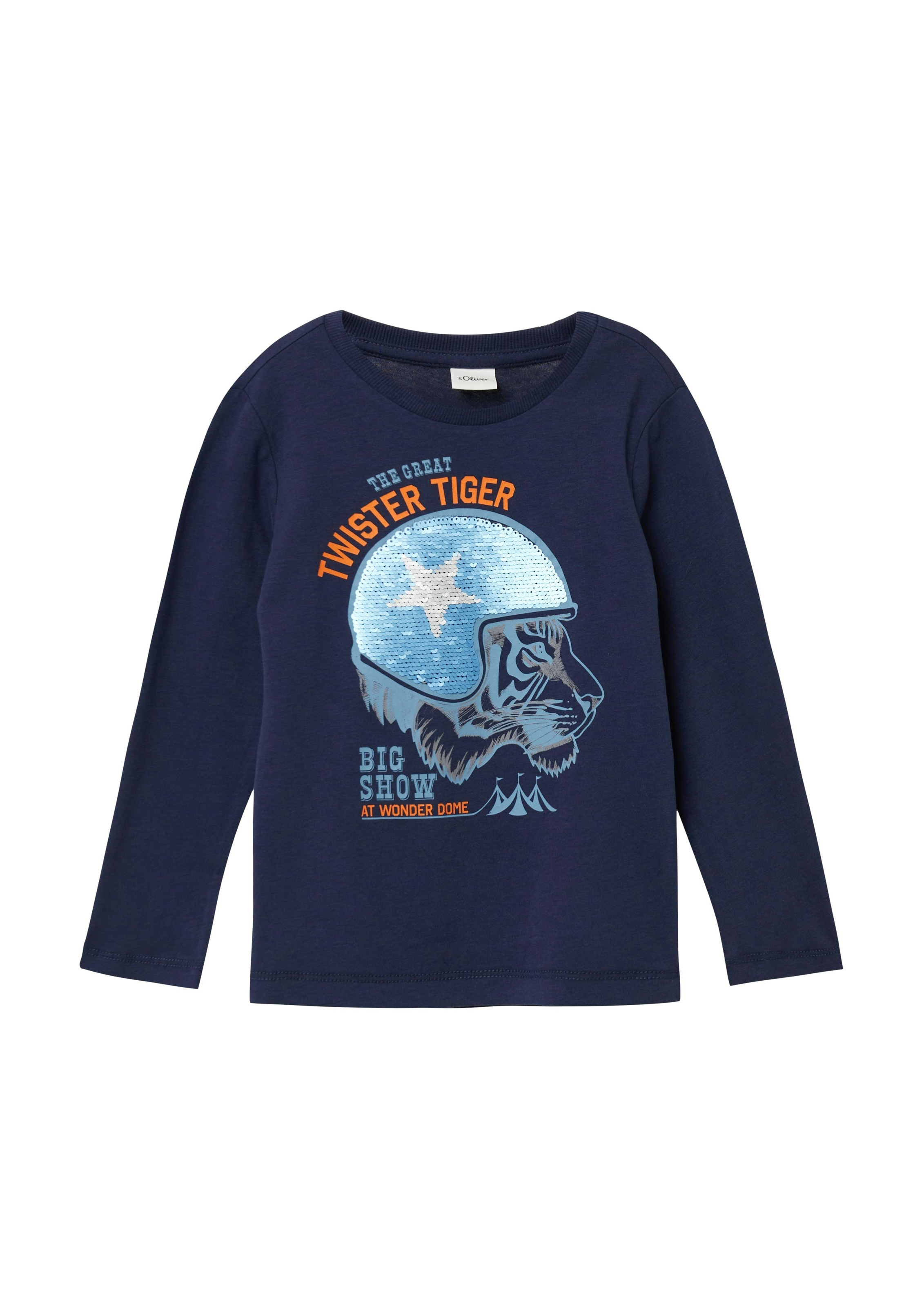 s.Oliver Junior Langarmshirt mit Print und Wendepailletten, für Kids