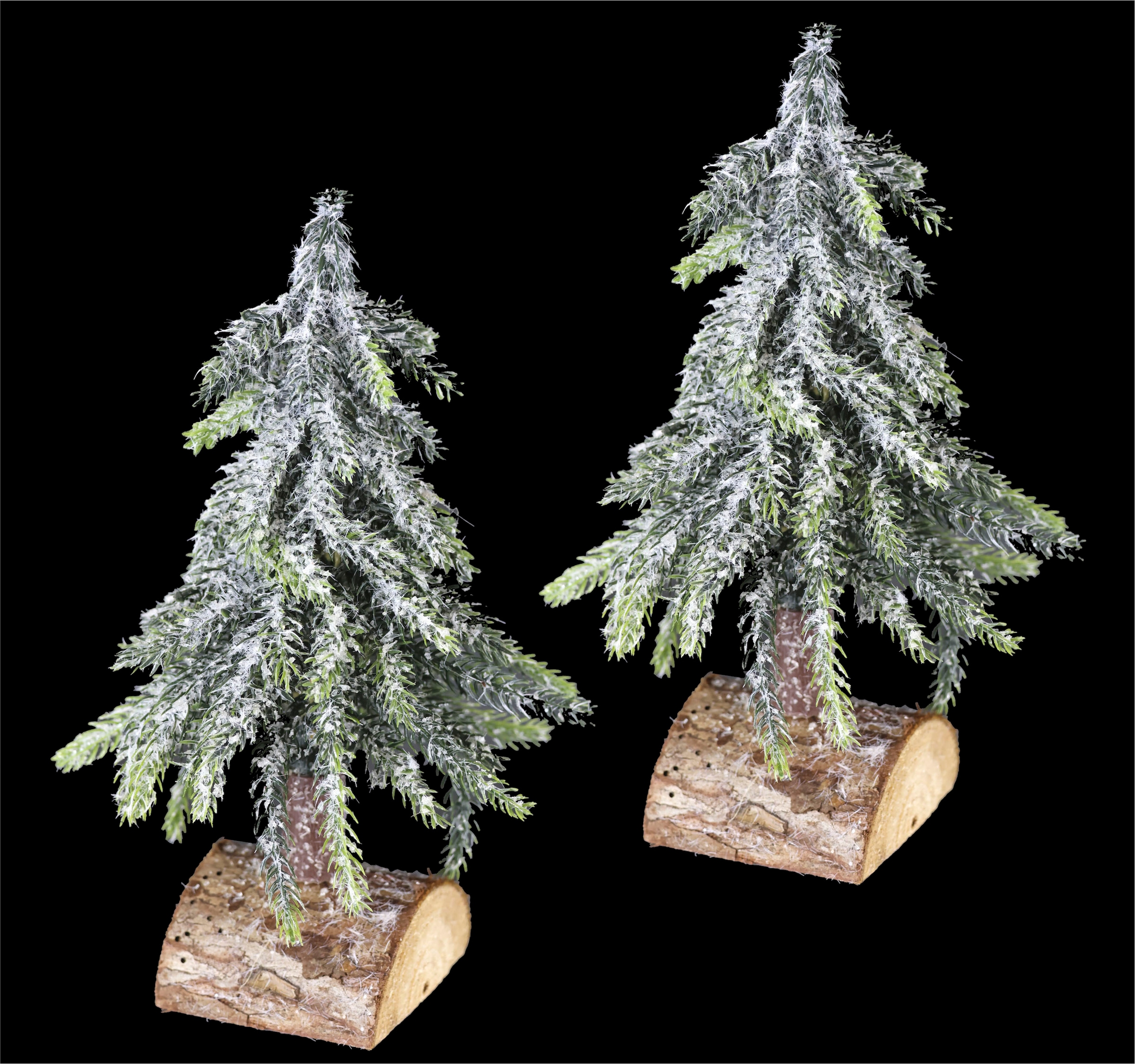 I.GE.A. Dekobaum »Weihnachtsdeko, Weihnachtsbaum« Künstlicher mini Tannenbaum geeist auf Holzsockel 25 cm