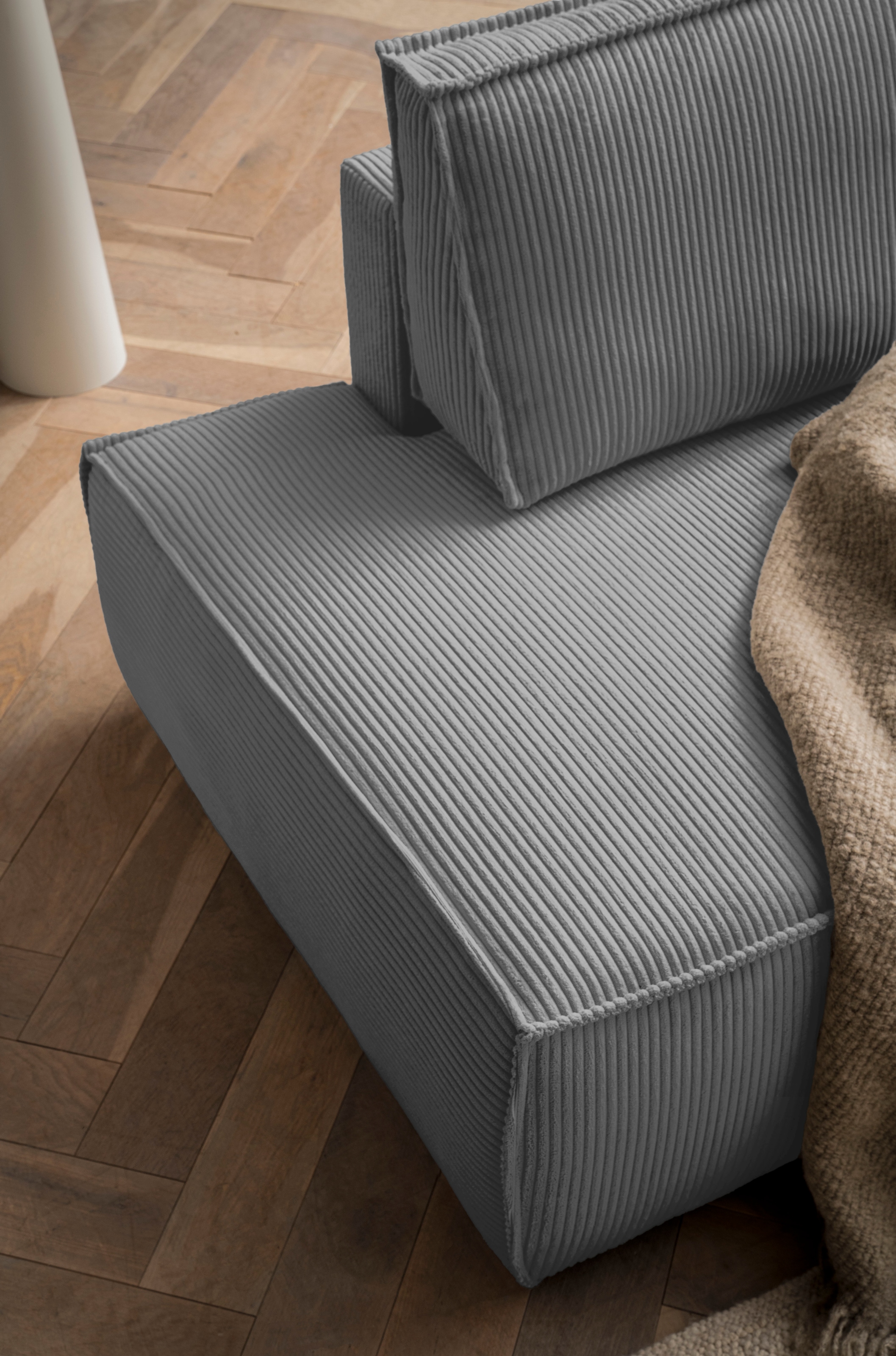 Home affaire Ecksofa »SHERWOOD,  Schlafsofa in L-Form offen (275cm), Cord, Leinenoptik« Schlaffunktion und Bettkasten, Kedernaht, hoher Sitz- & Liegekomfort,