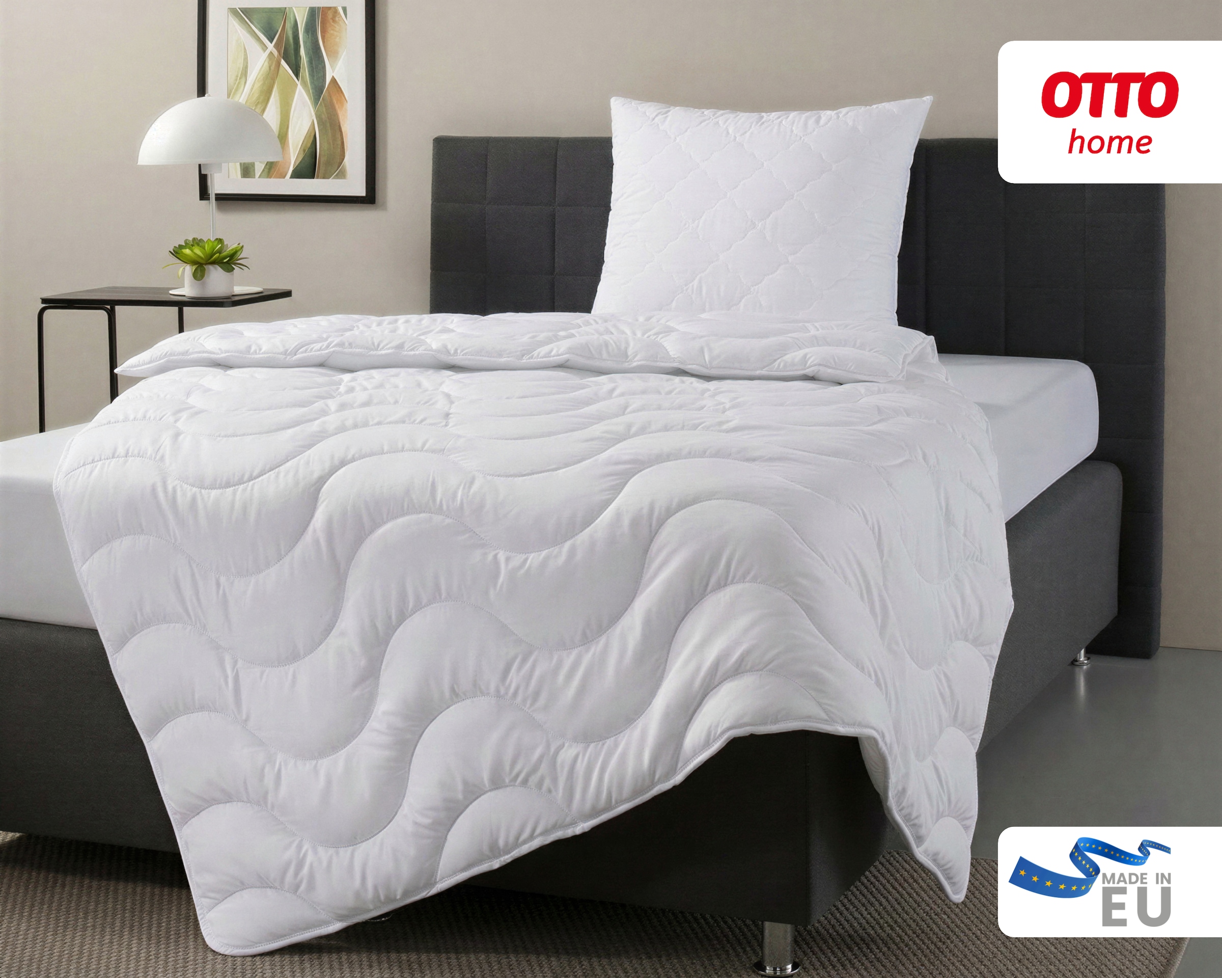 OTTO home Microfaserbettdecke + Microfaserkissen »Mailo, Bettdecke 135x200 cm, 155x220 cm« 2-tlg., Set mit Kissen 80x80 cm, Sommer, Winter