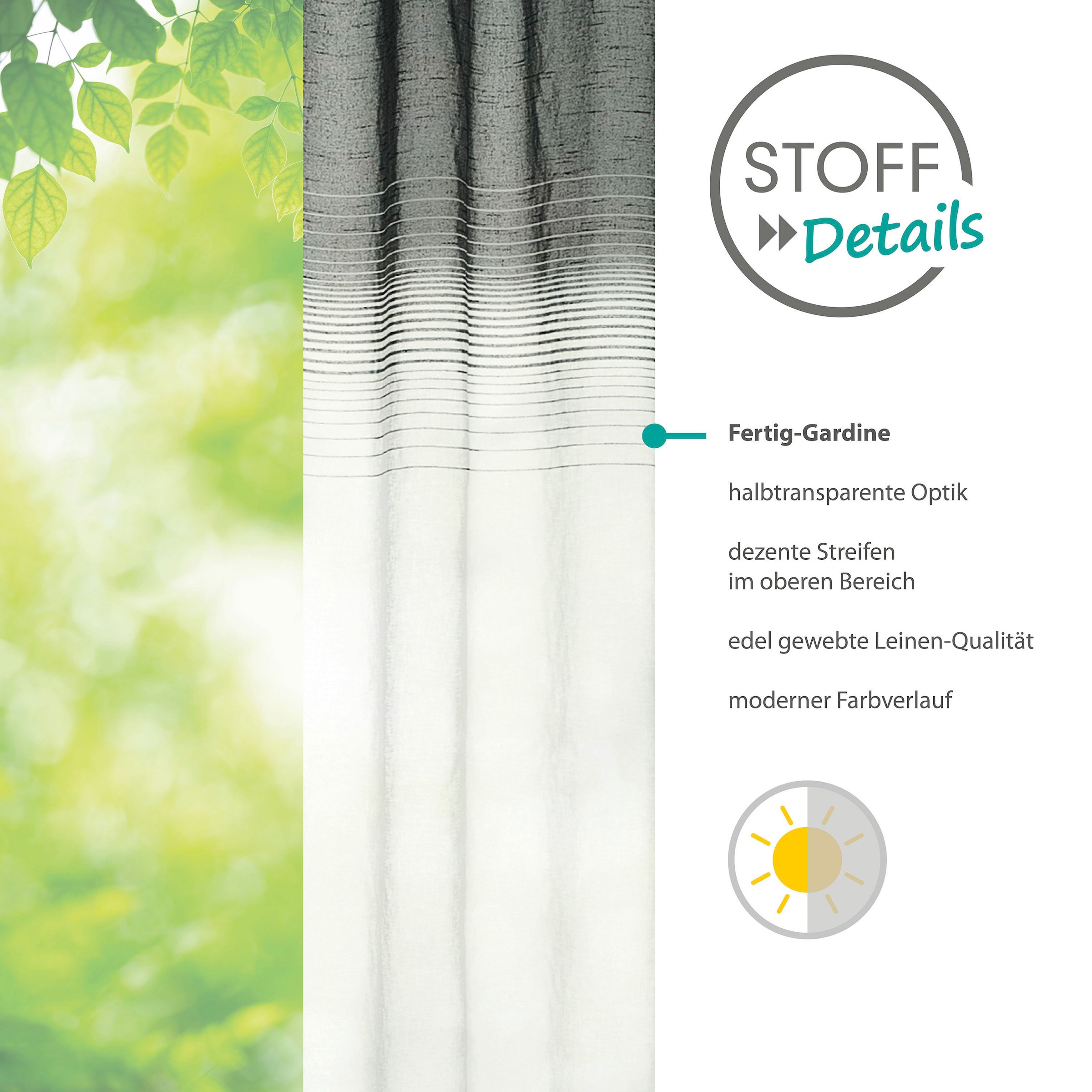 decolife Gardine »Nora«, (1 St.), Ösenschal mit Farbverlauf