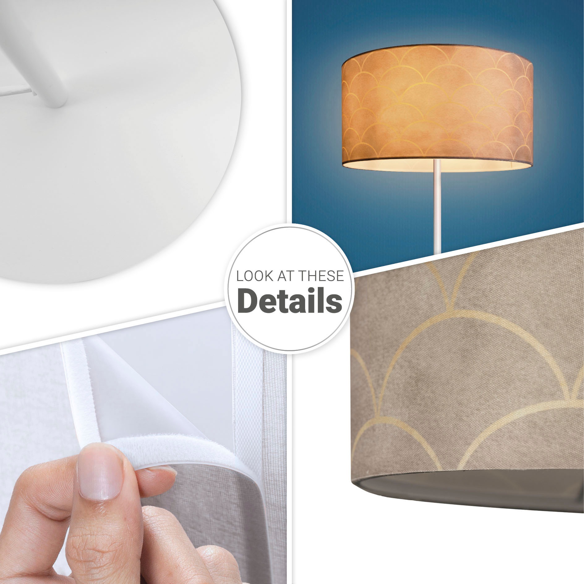 Paco Home Stehlampe »Luca Pillar«, Leuchtmittel E27 | ohne Leuchtmittel, Stehlampe Wohnzimmer Mit Stoff Büro Modern Vintage Retro Muster E27