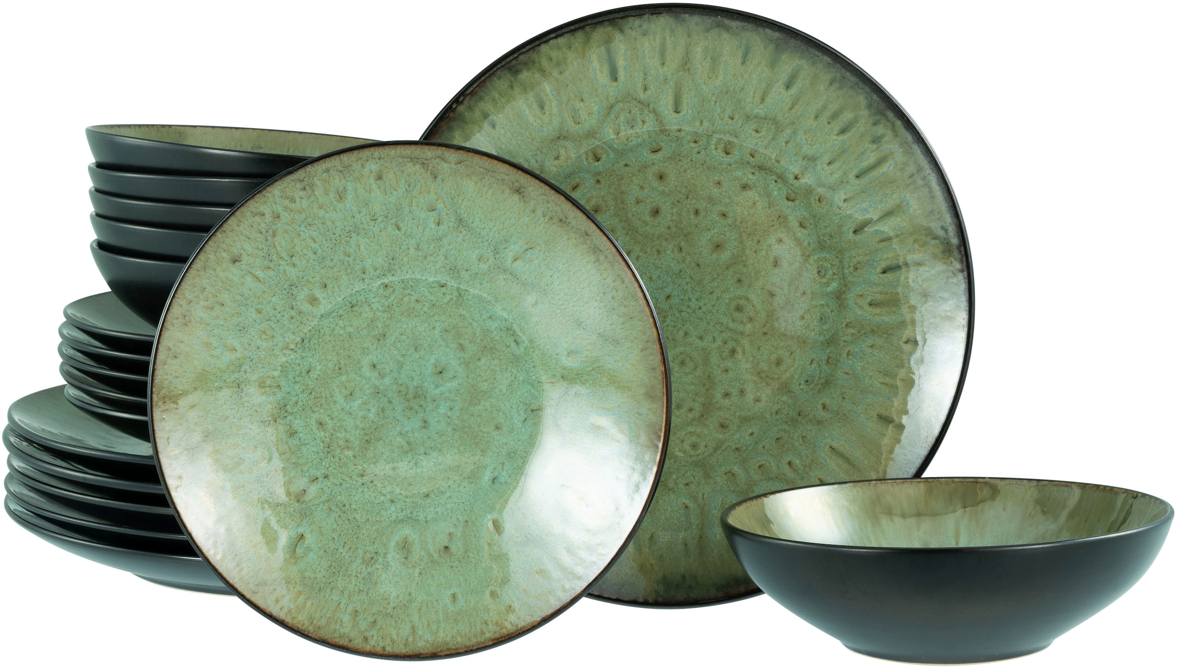 CreaTable Teller-Set »Jawa, Tellerset 18-tlg« Reaktivglasur