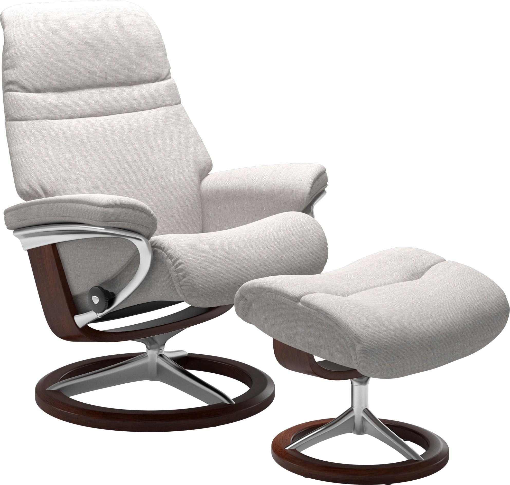 Stressless® Relaxsessel »Sunrise«, (Set, Relaxsessel mit Hocker), mit Signature Base, Größe M, Gestell Braun