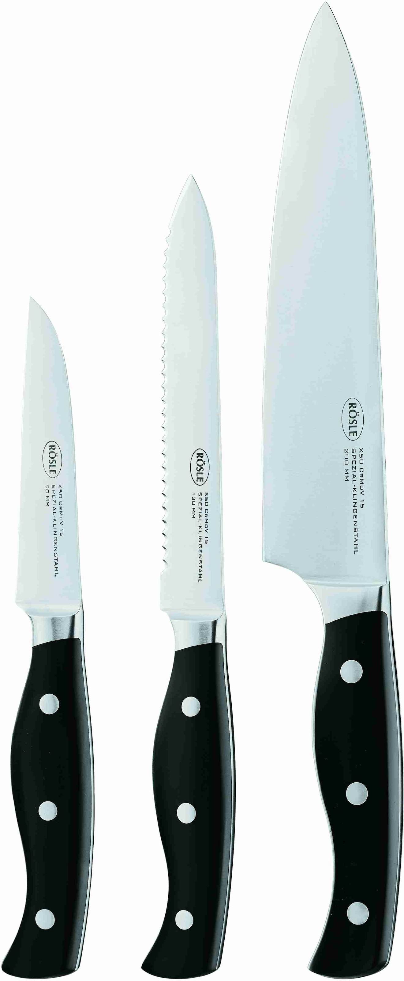RÖSLE Messer-Set, (Set, Universalmesser, OTTO bei Kochmesser, kaufen Klingenspezialstahl tlg.), Gemüsemesser, 3