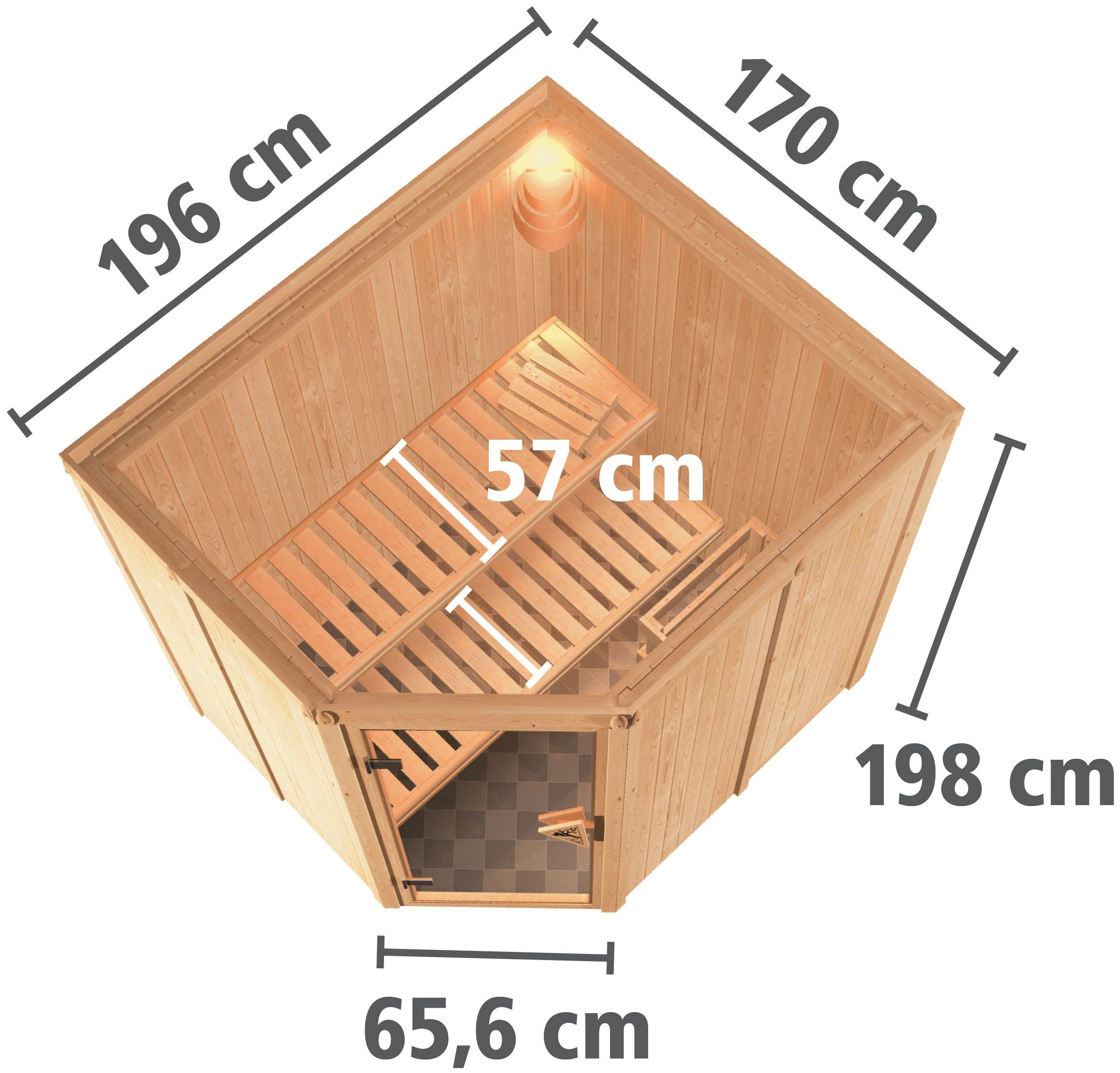 Karibu Sauna »Siirin« Set,  9 KW-Ofen mit integrierter Steuerung