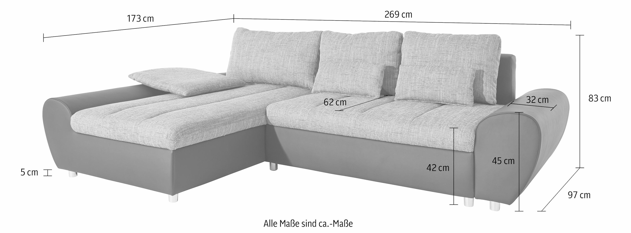 sit&more Ecksofa »Bandos L-Form«, in 2 unterschiedlichen Größen, wahlweise mit Bettfunktion