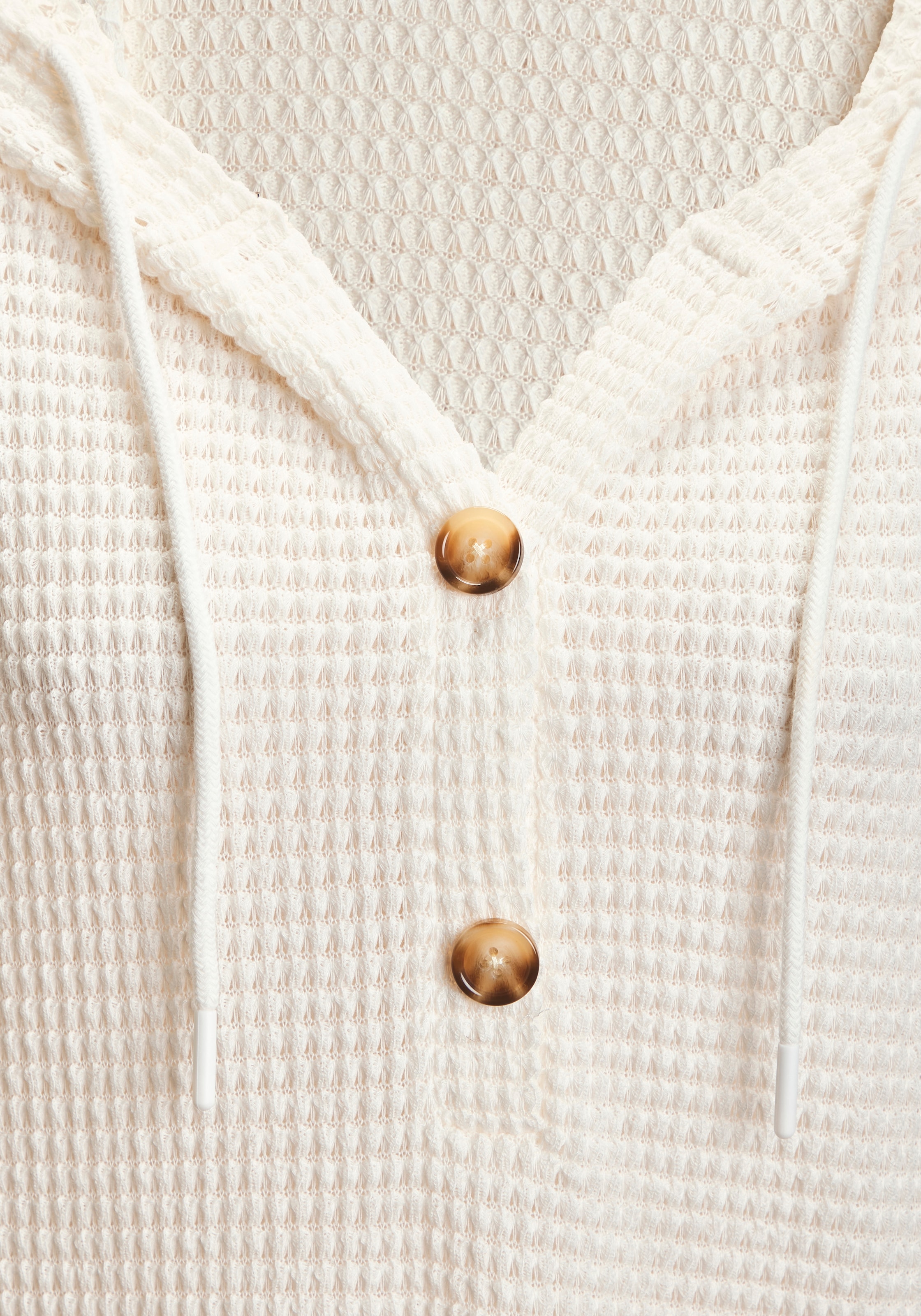 LASCANA Kapuzenshirt »aus sommerlichem Waffelstrick« Sommerhoody mit Knopfleiste