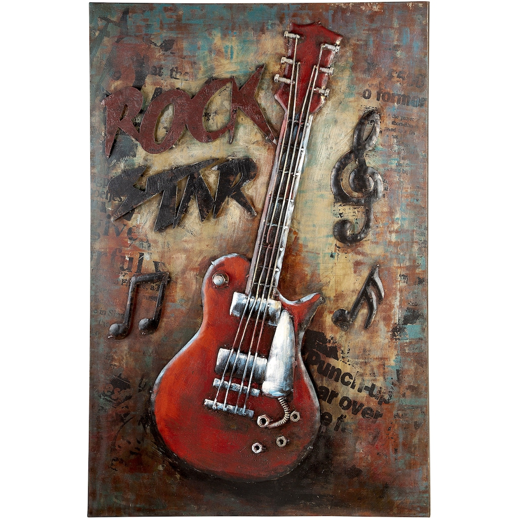 GILDE GALLERY Metallbild »Bild Rockstar«, Gitarre, (1 St.)