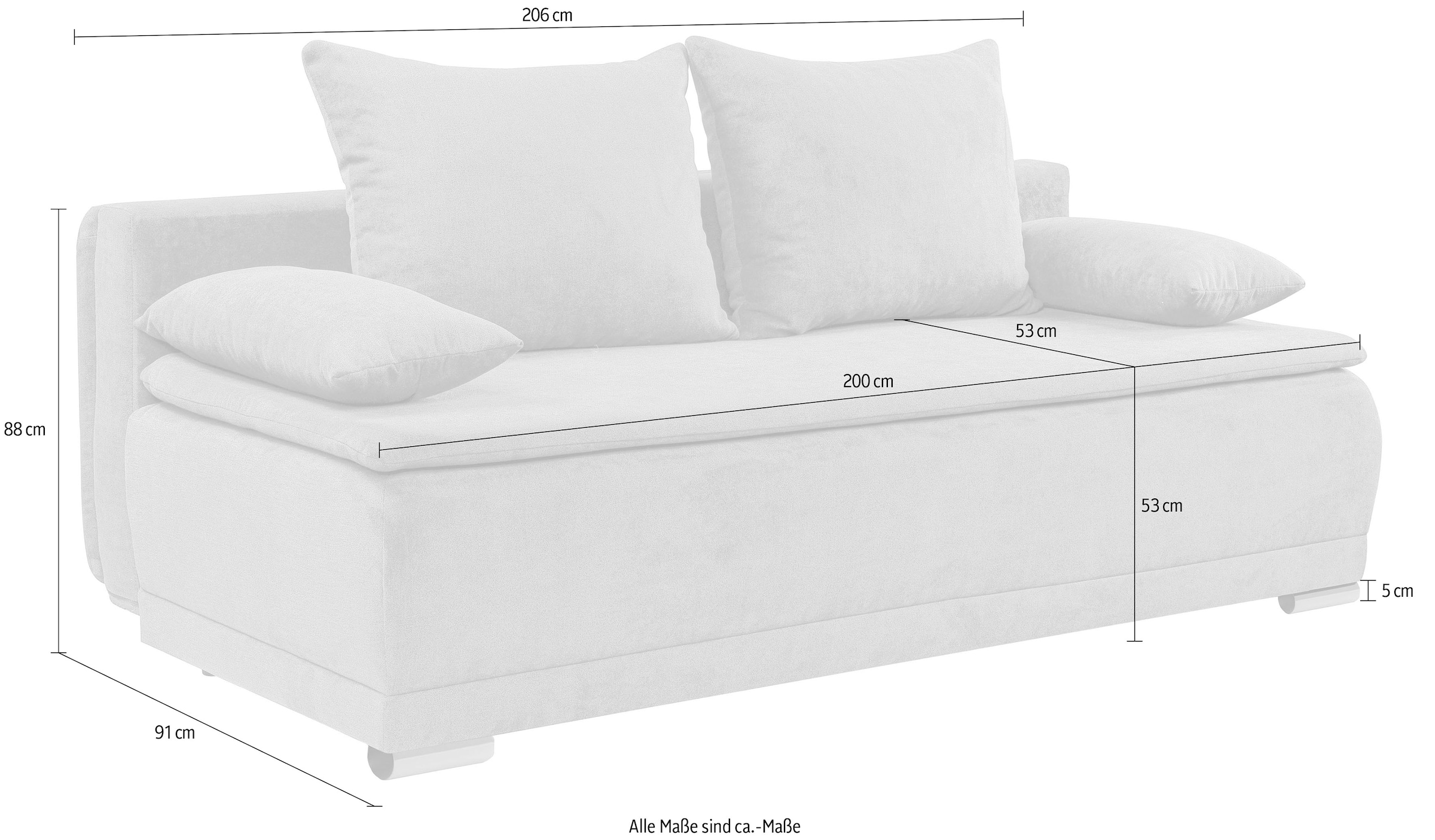 WERK2 Schlafsofa »Biggi«, 2-Sitzer Schlafcouch mit Bettkasten