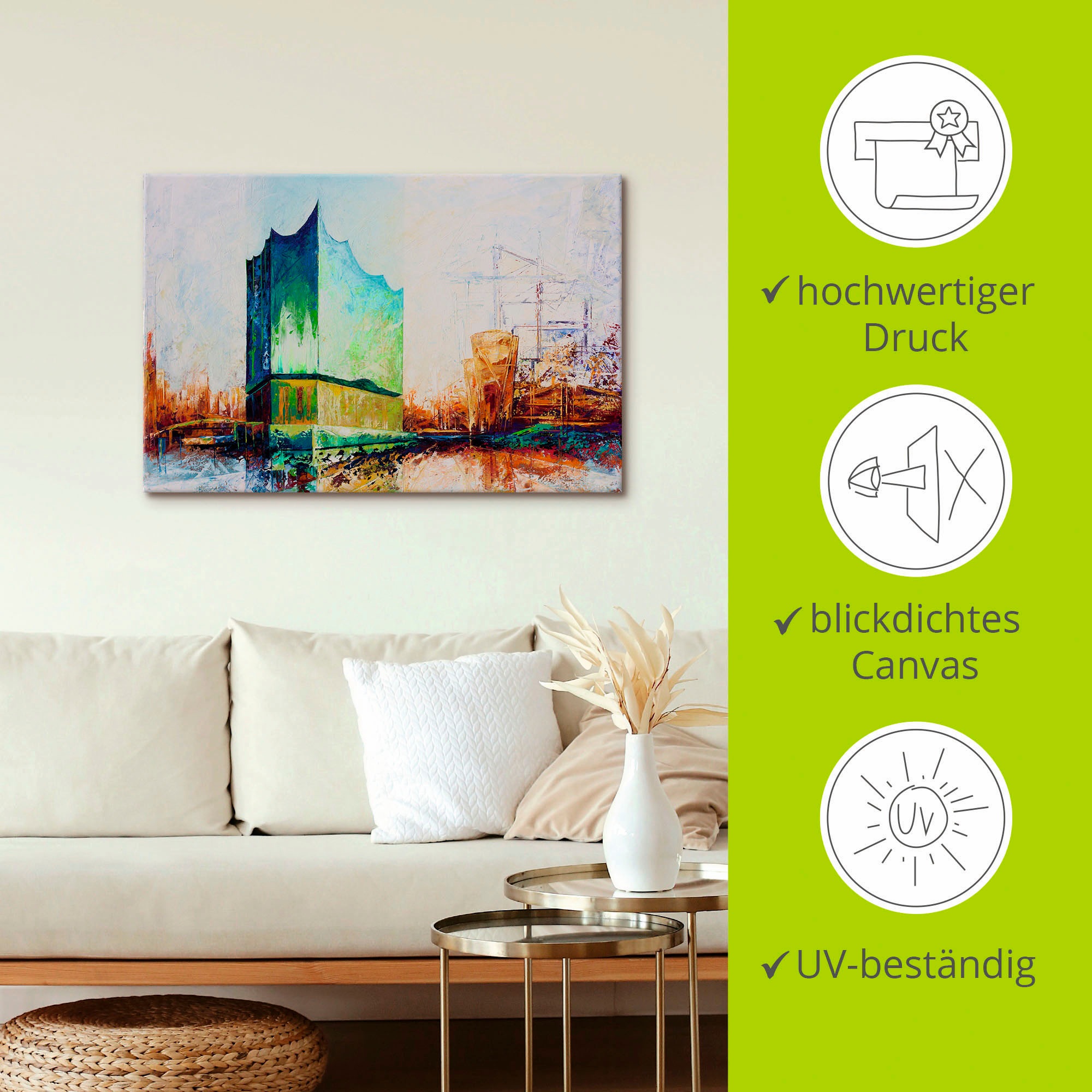 Artland Wandbild »Elbharmonie Hamburg« Deutschland 1 Stk. tlg. auf Holzrahmen gespannt