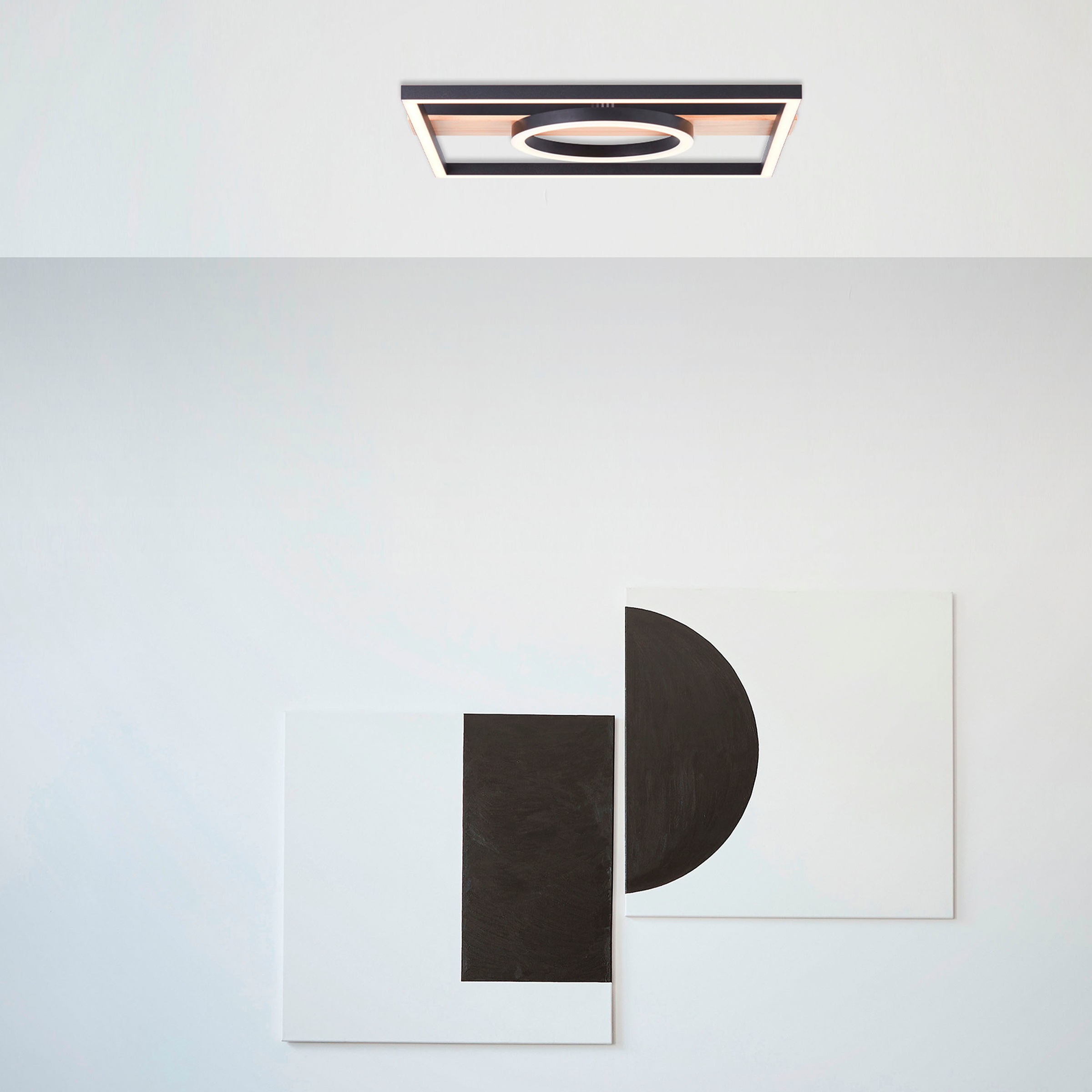 my home LED Deckenleuchte »Lysann Deckenlampe«, Leuchtmittel LED-Board | LED fest integriert, 42 x 40 cm, 24 W, 2700 lm, 3000 K, Holz/Metall, braun/schwarz
