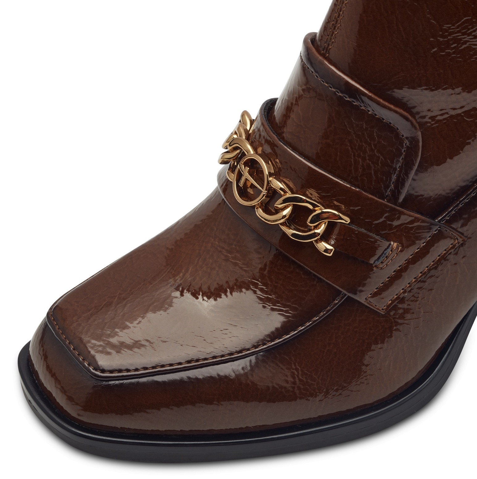 Tamaris Stiefelette, Blockabsatz, Partyschuh mit eleganter Zierkette und Logoemblem