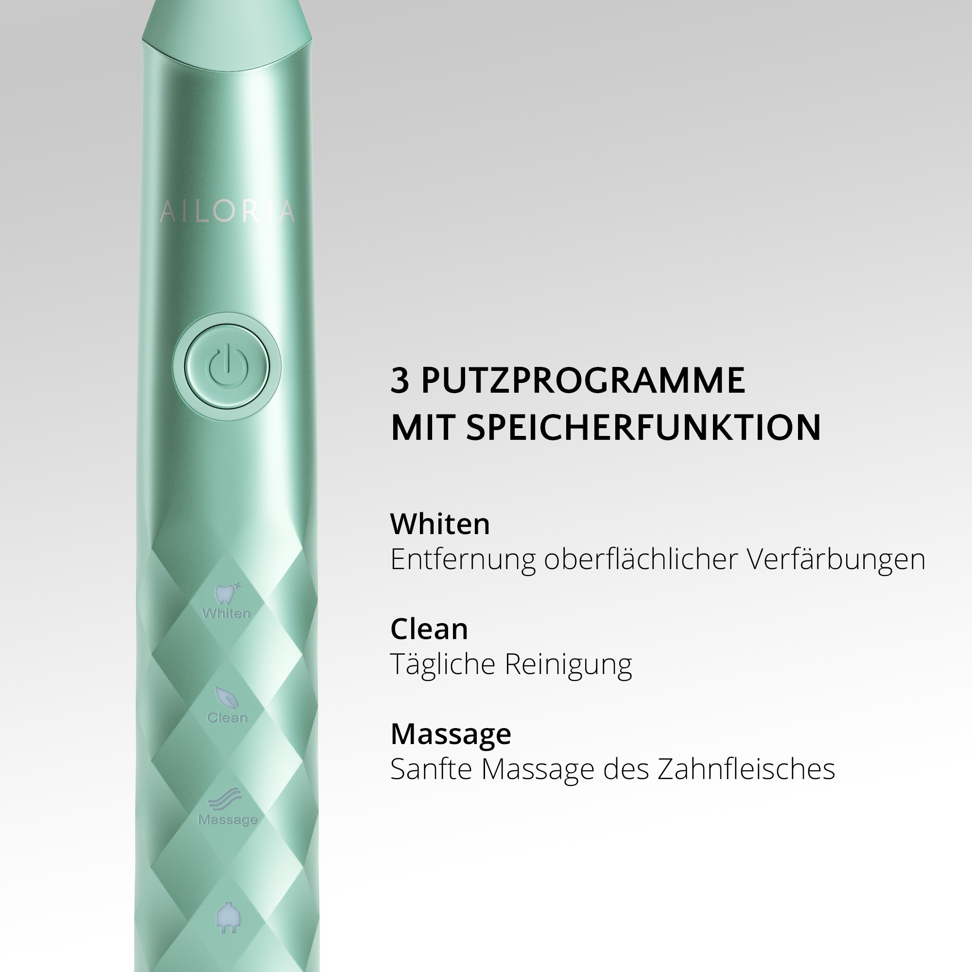 AILORIA Schallzahnbürste »Sommer-Edition SHINE BRIGHT USB-Sonic Toothbrush« 2 Stk. Aufsteckbürsten