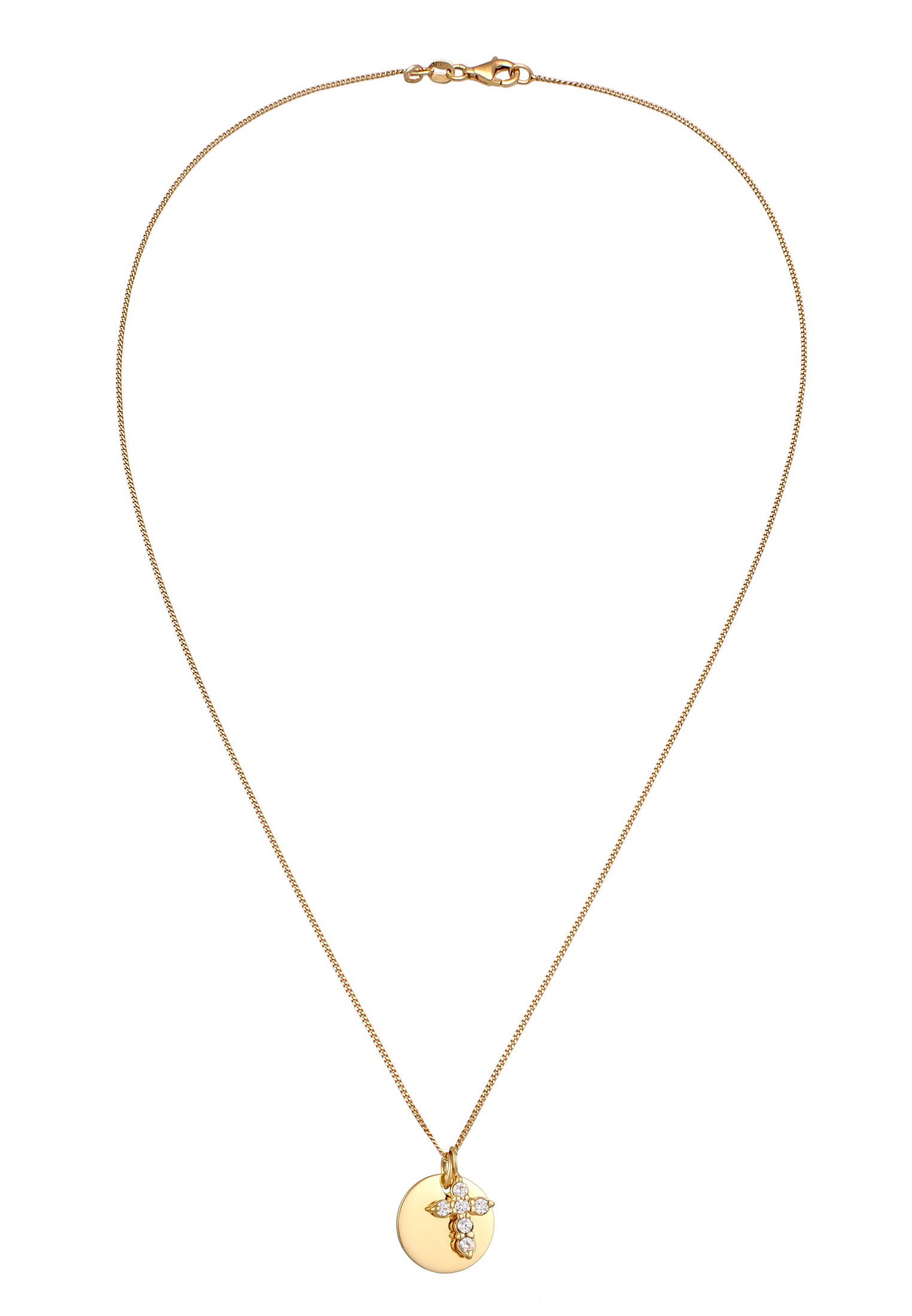 Elli Silberkette »Halskette Kreuz Zirkonia Weiß Plättchen 925 Sterling Silber«